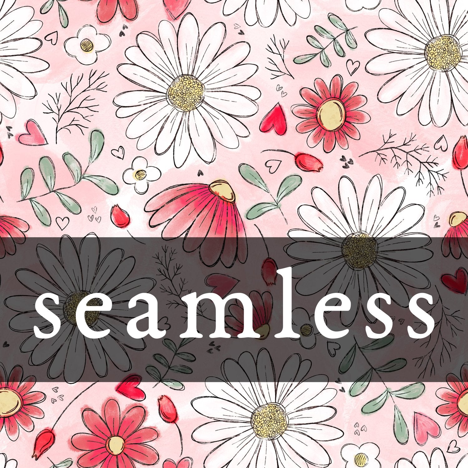 Sketchy Hot Pink Daisy Floral