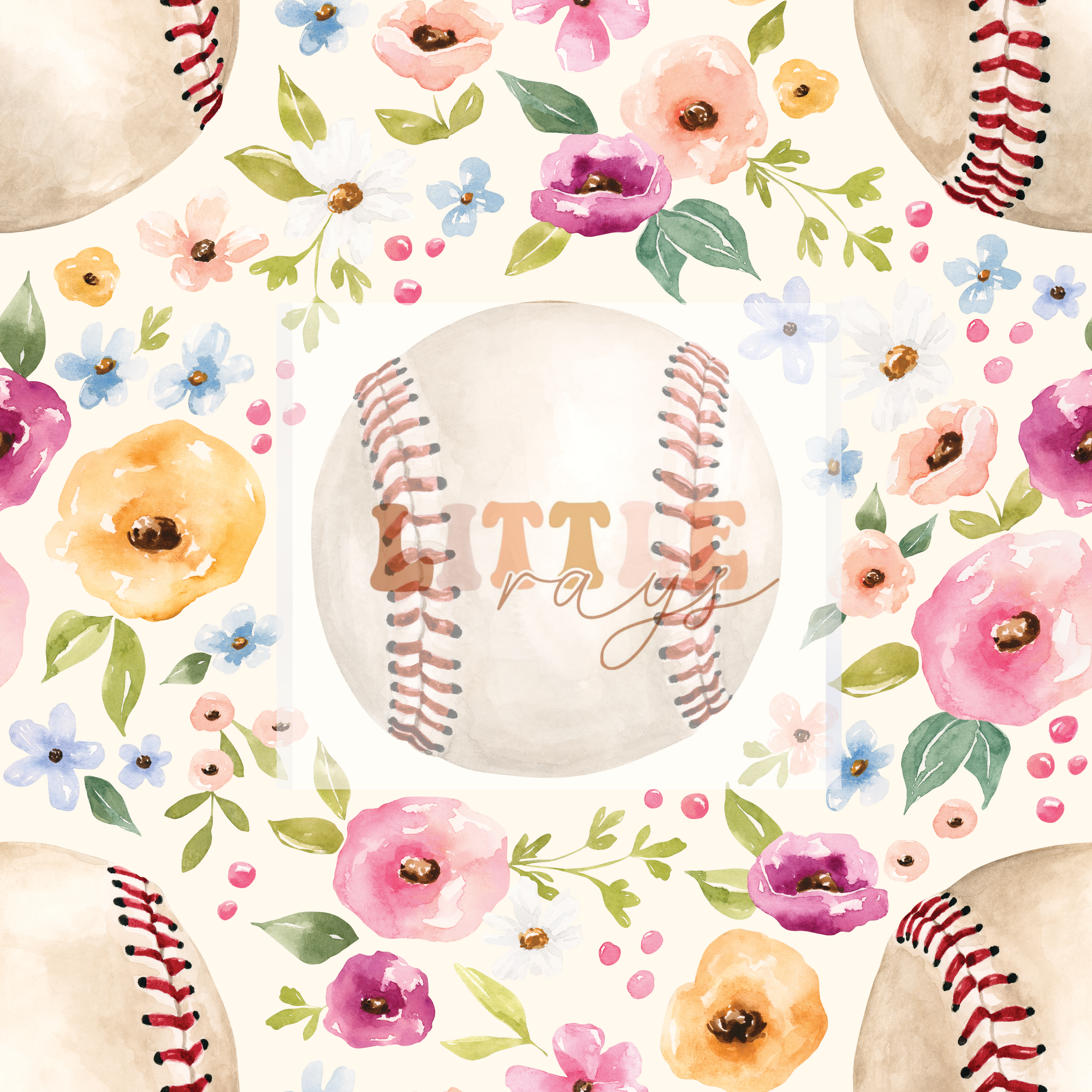 Cream Baseball Floral