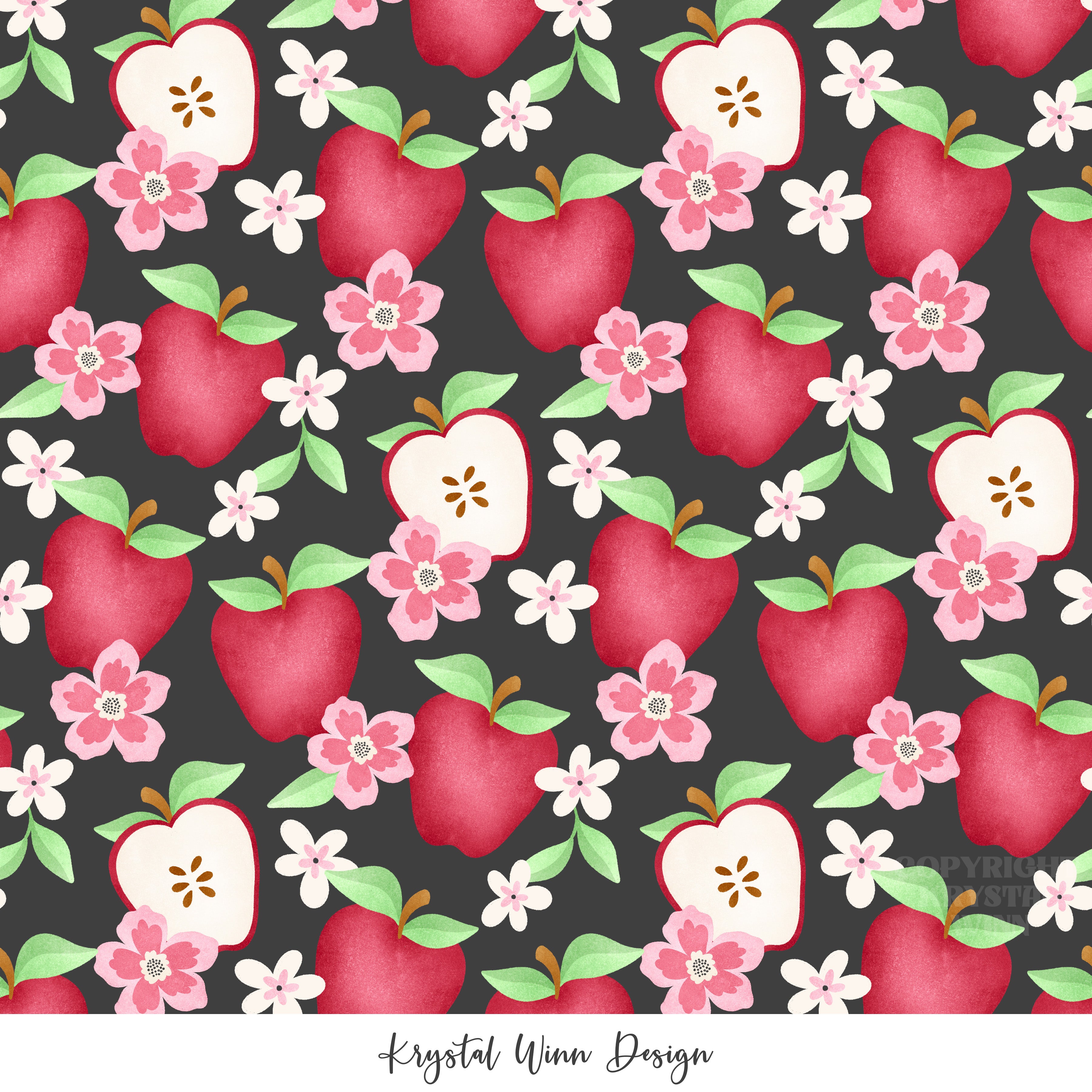 Back 2 School 2.0 Apple Floral Black