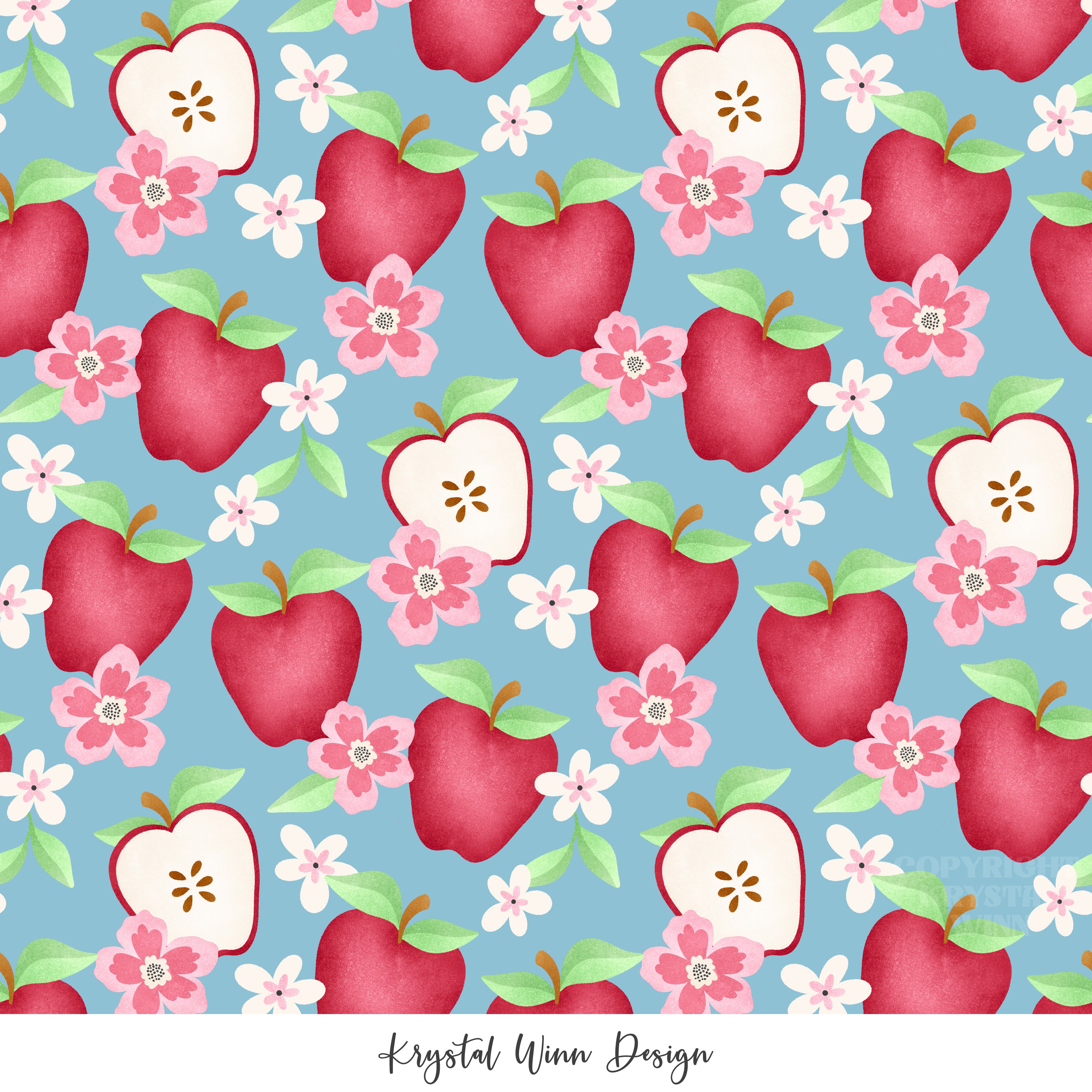 Back 2 School 2.0 Apple Floral Blue