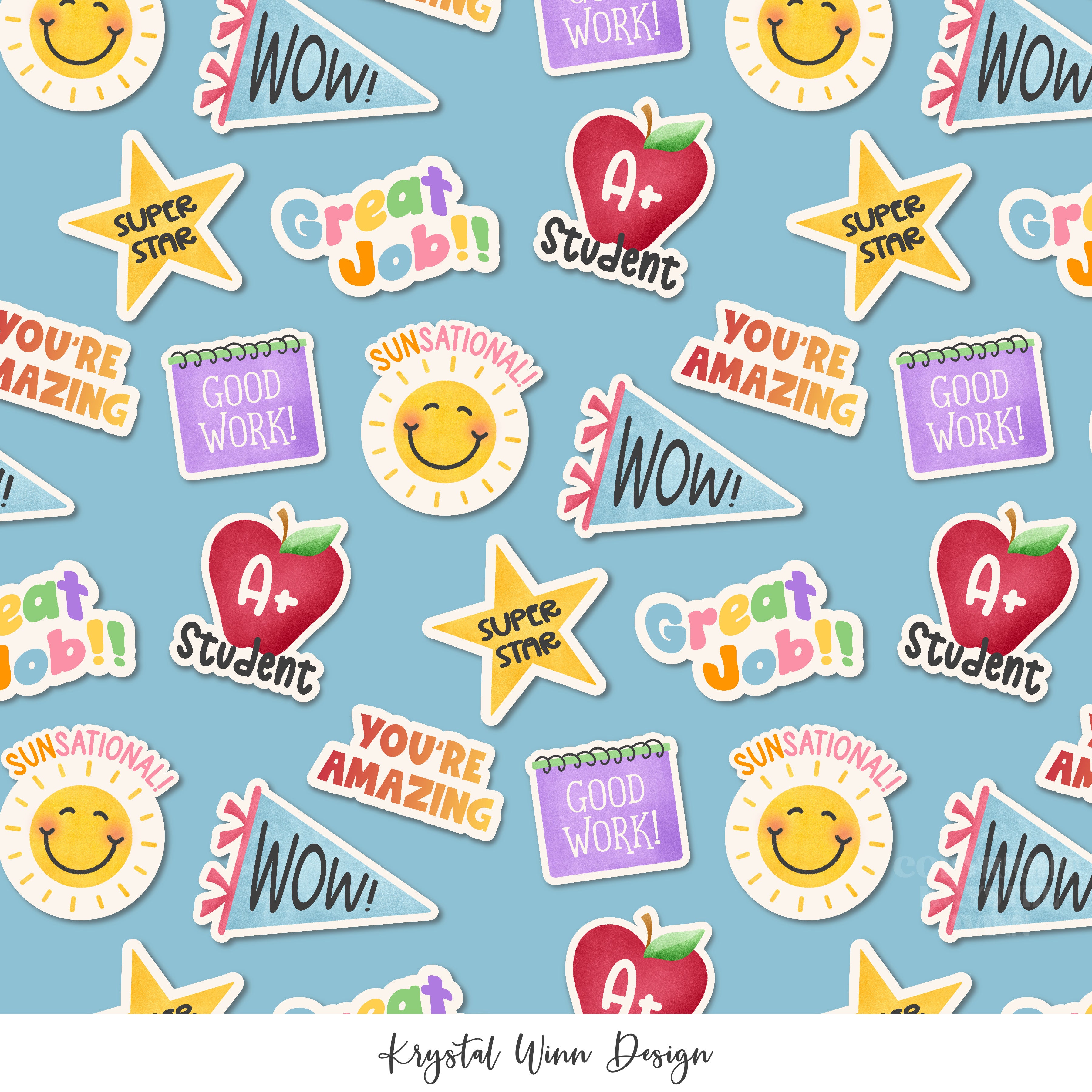 Back 2 School 2.0 Sticker Paper Blue