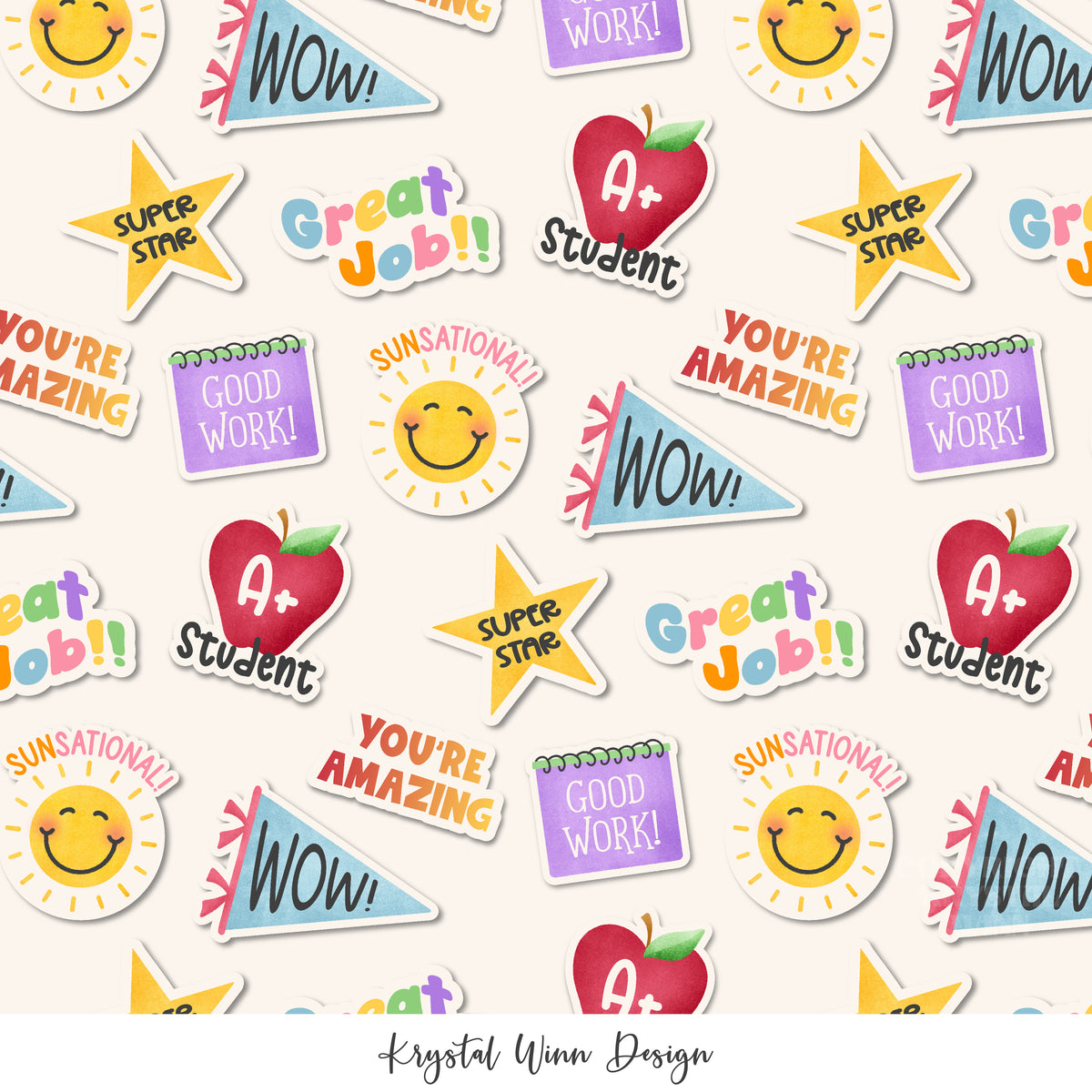 Back 2 School 2.0 Sticker Paper off White — Little Rays Fabric