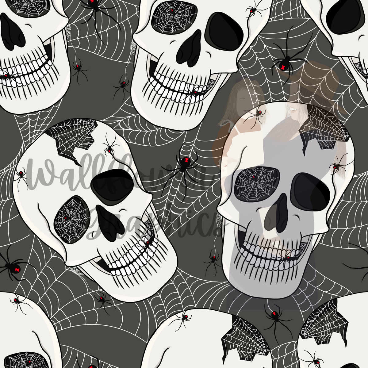 Spider and Skulls — Little Rays Fabric