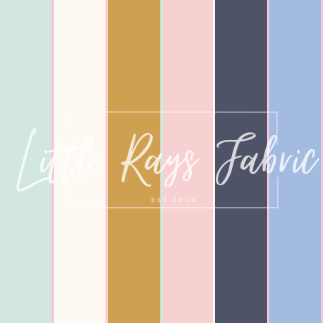 Blue Pink Gold Floral Stripe