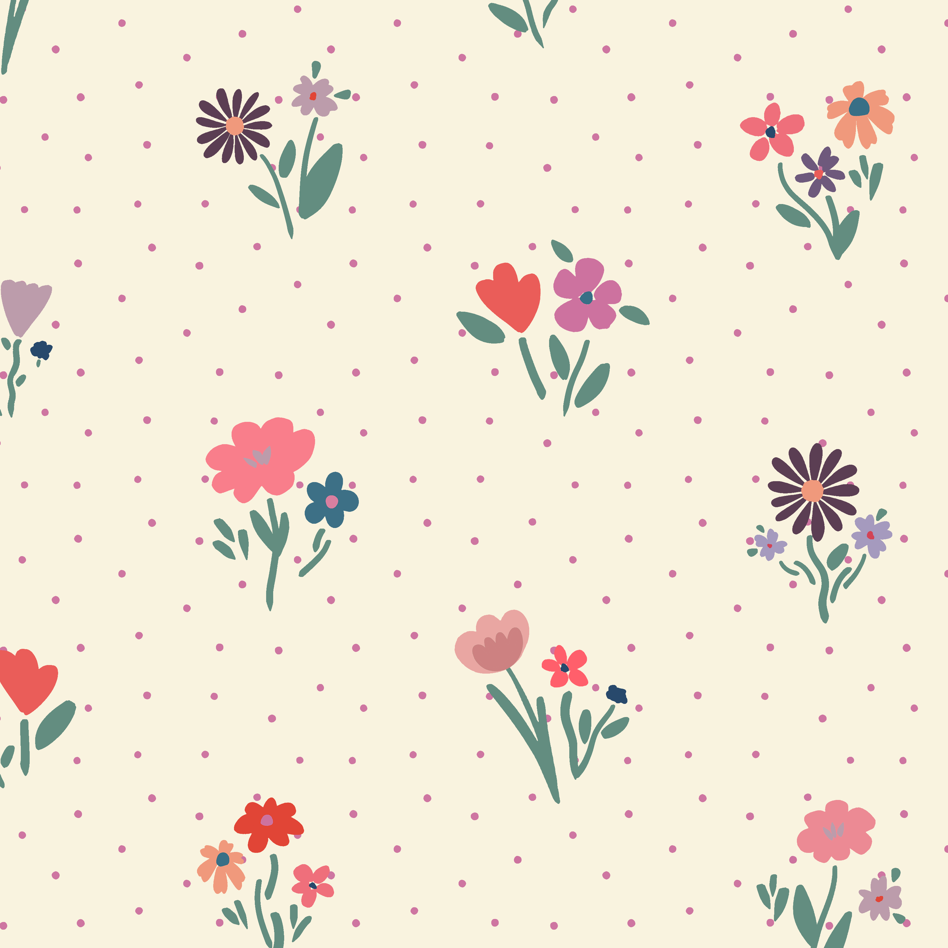 Busy Floral Polka Dots