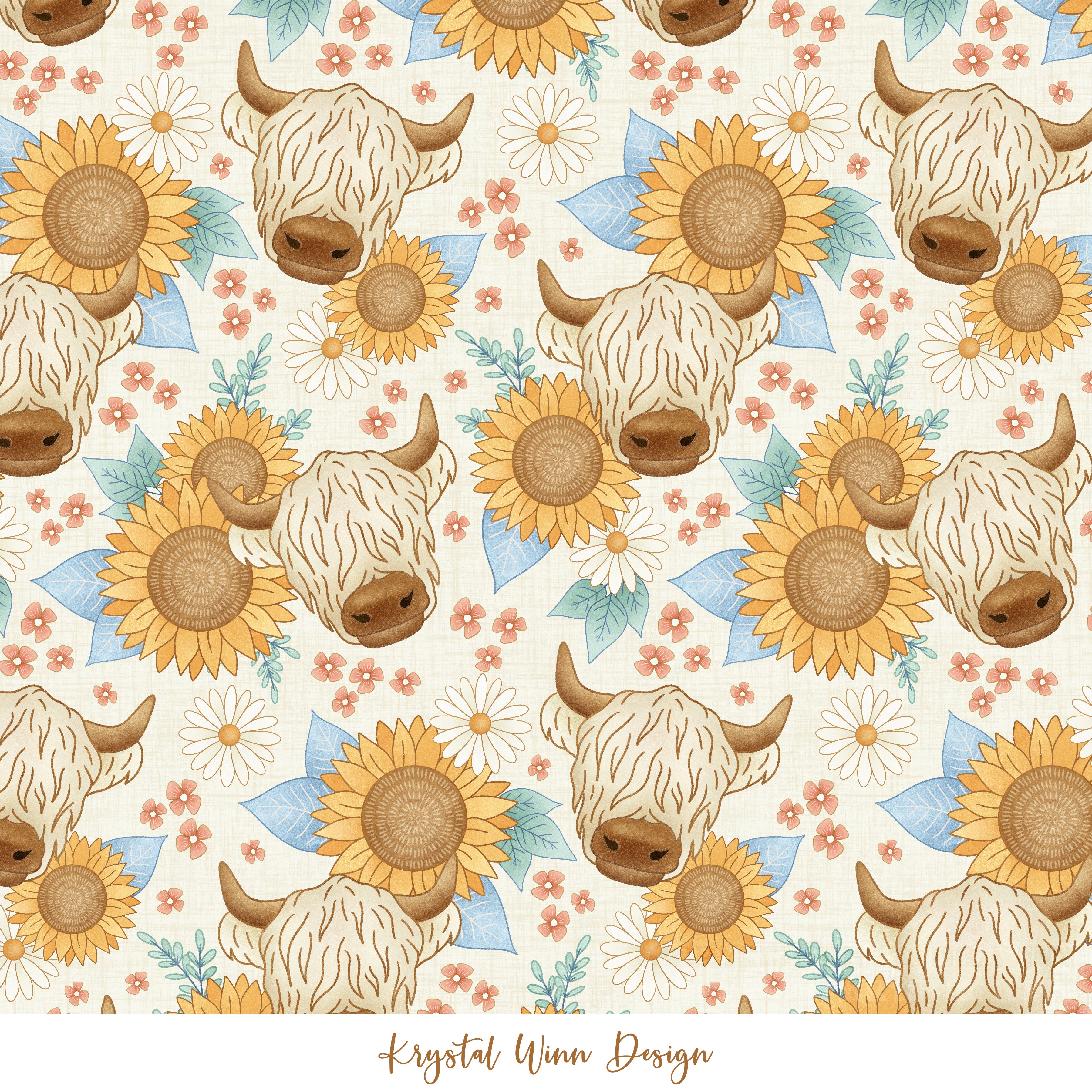 Highland Summer Sunflower Cow White