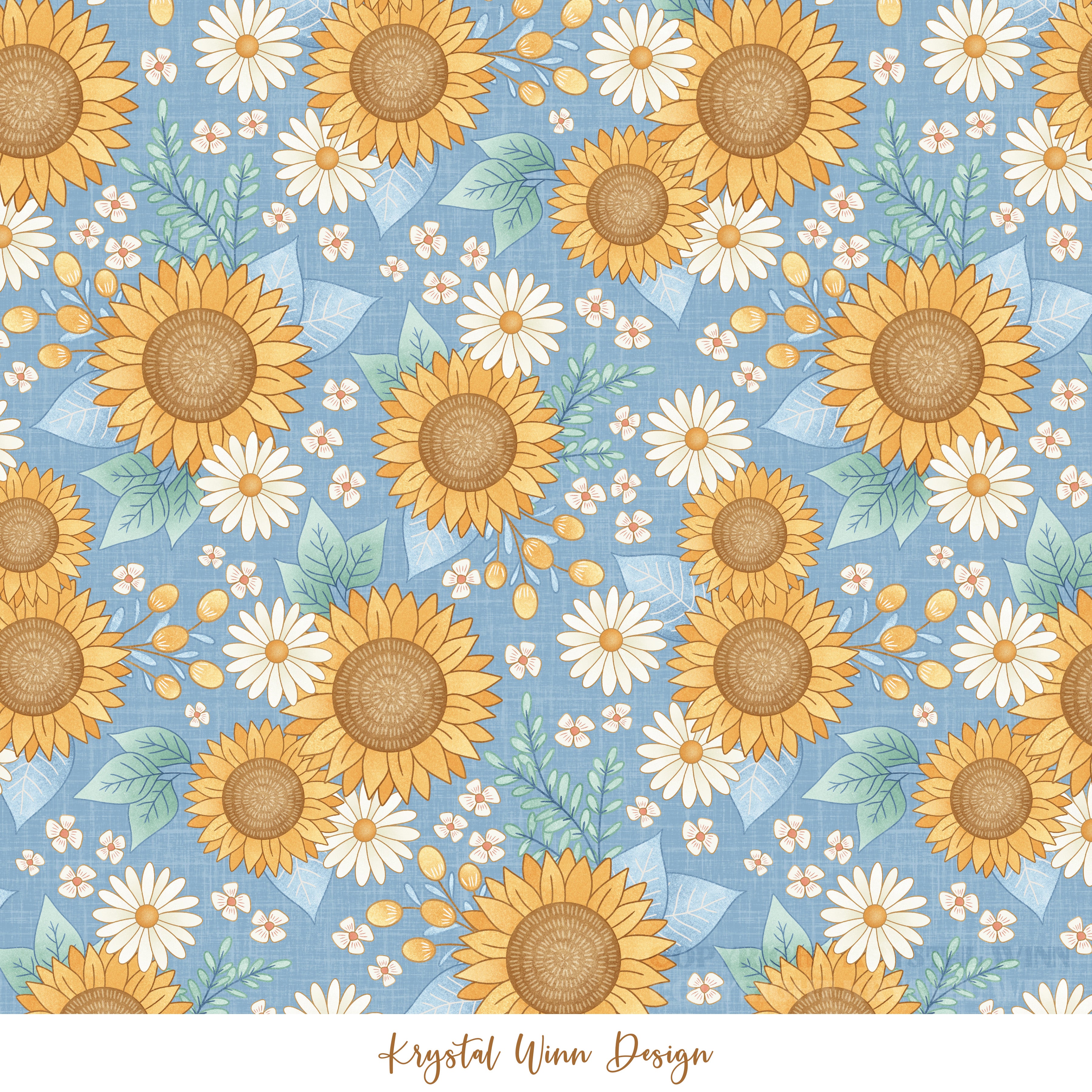 Highland Summer Sunflowers Blue