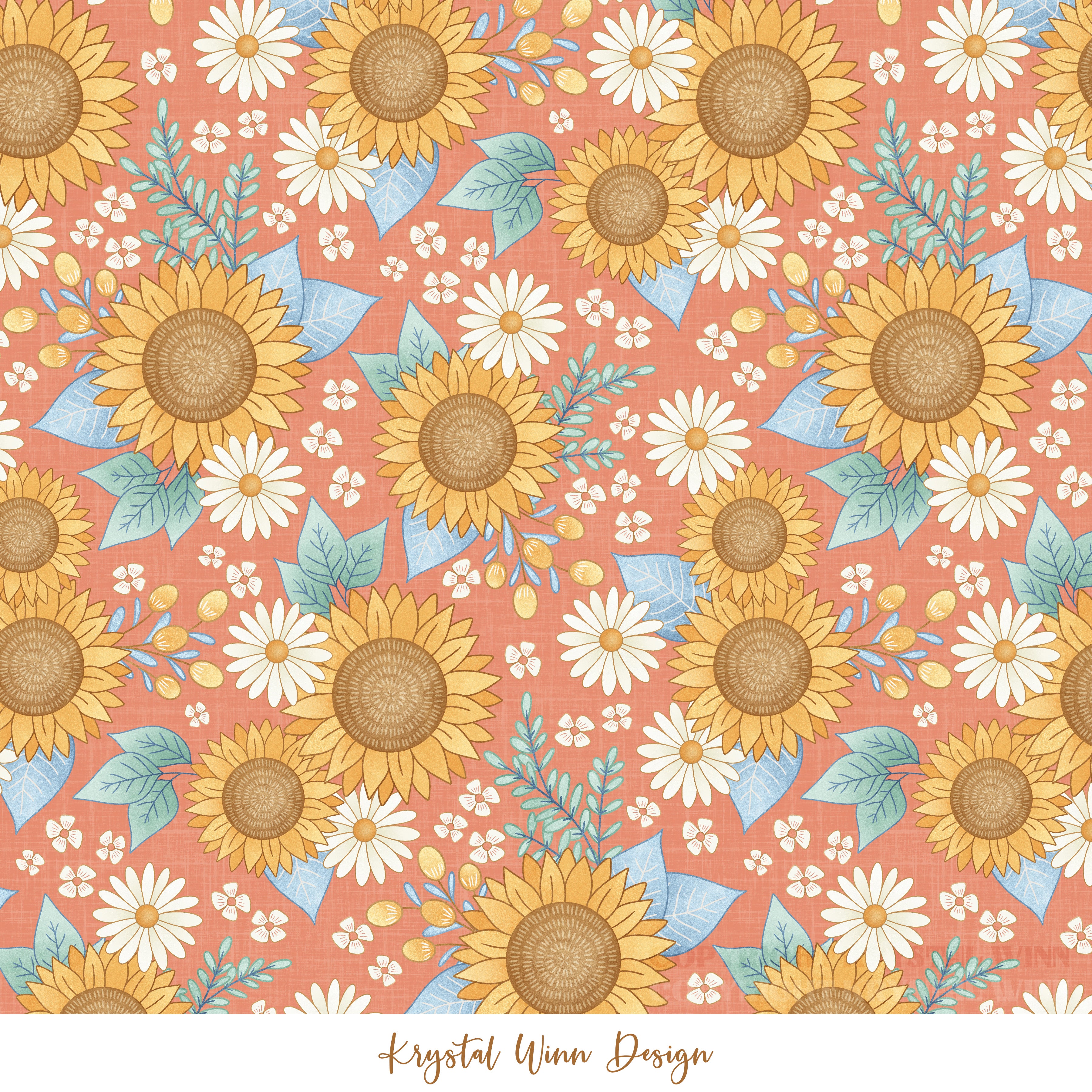 Highland Summer Sunflowers Coral