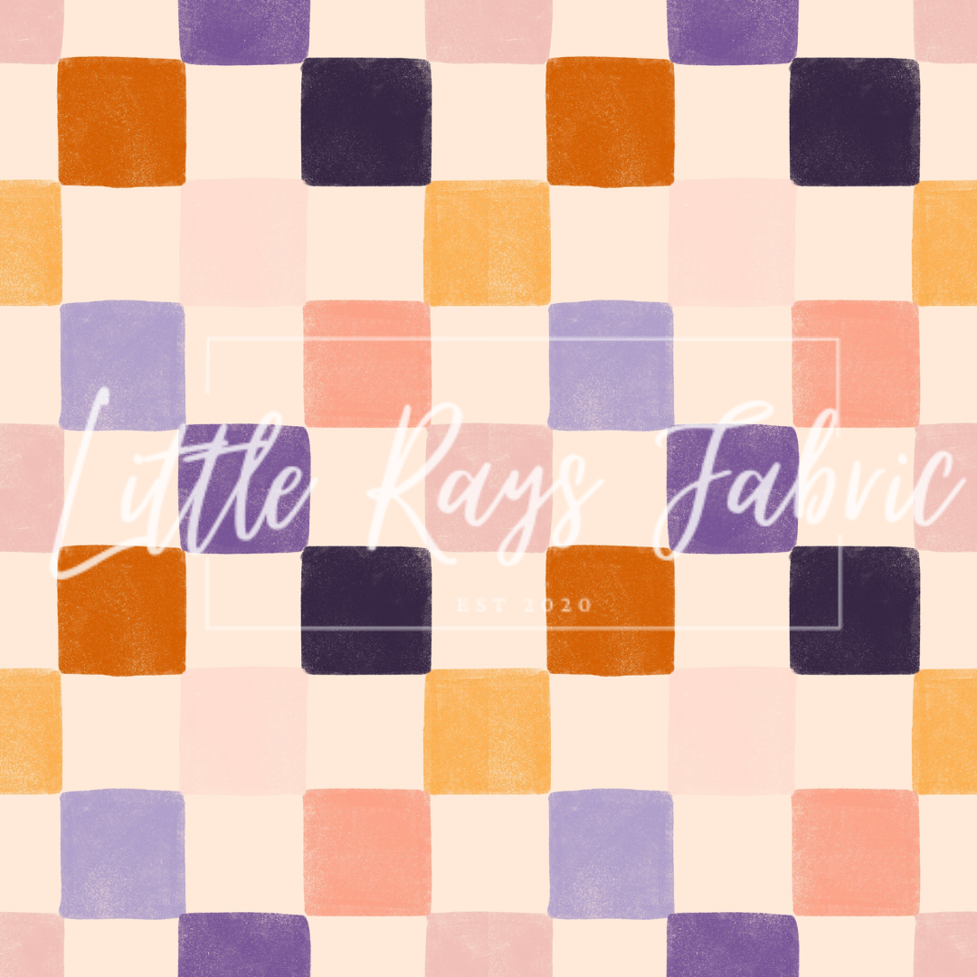 Tiny Orange and Purple floral check