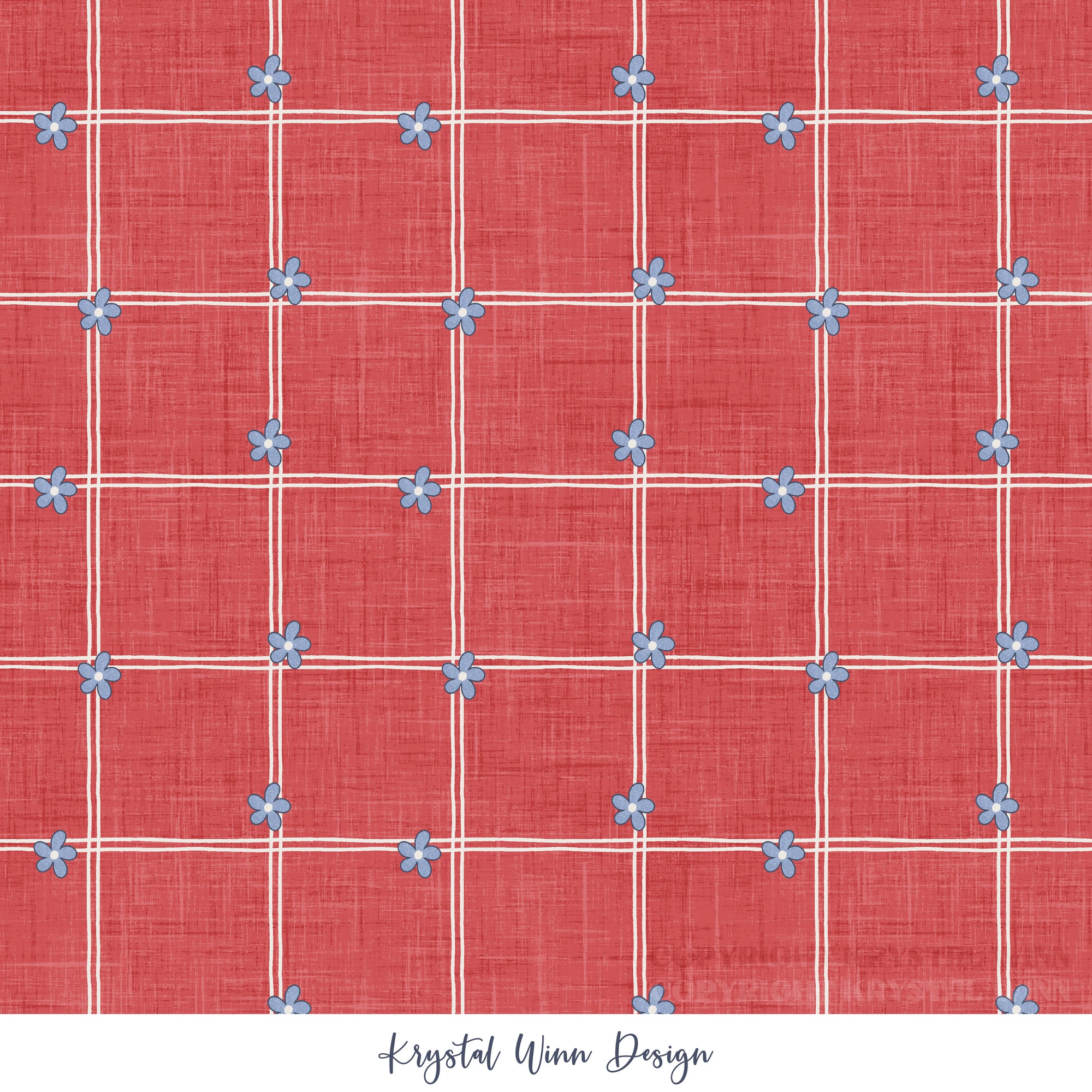 Yankee Doodle Flower Plaid Red