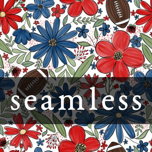 Red Blue Football Floral