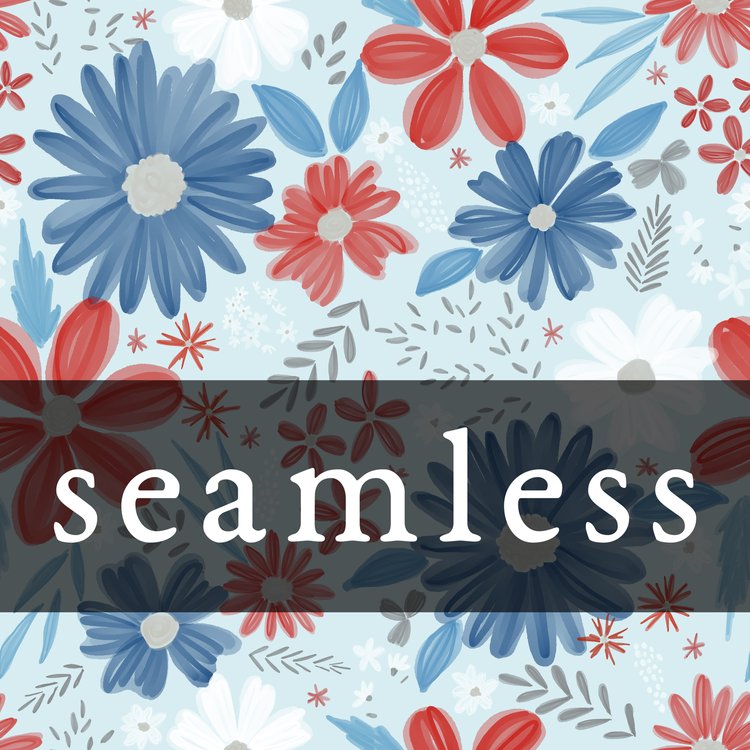 Sketchy Spring Floral RWB Blue