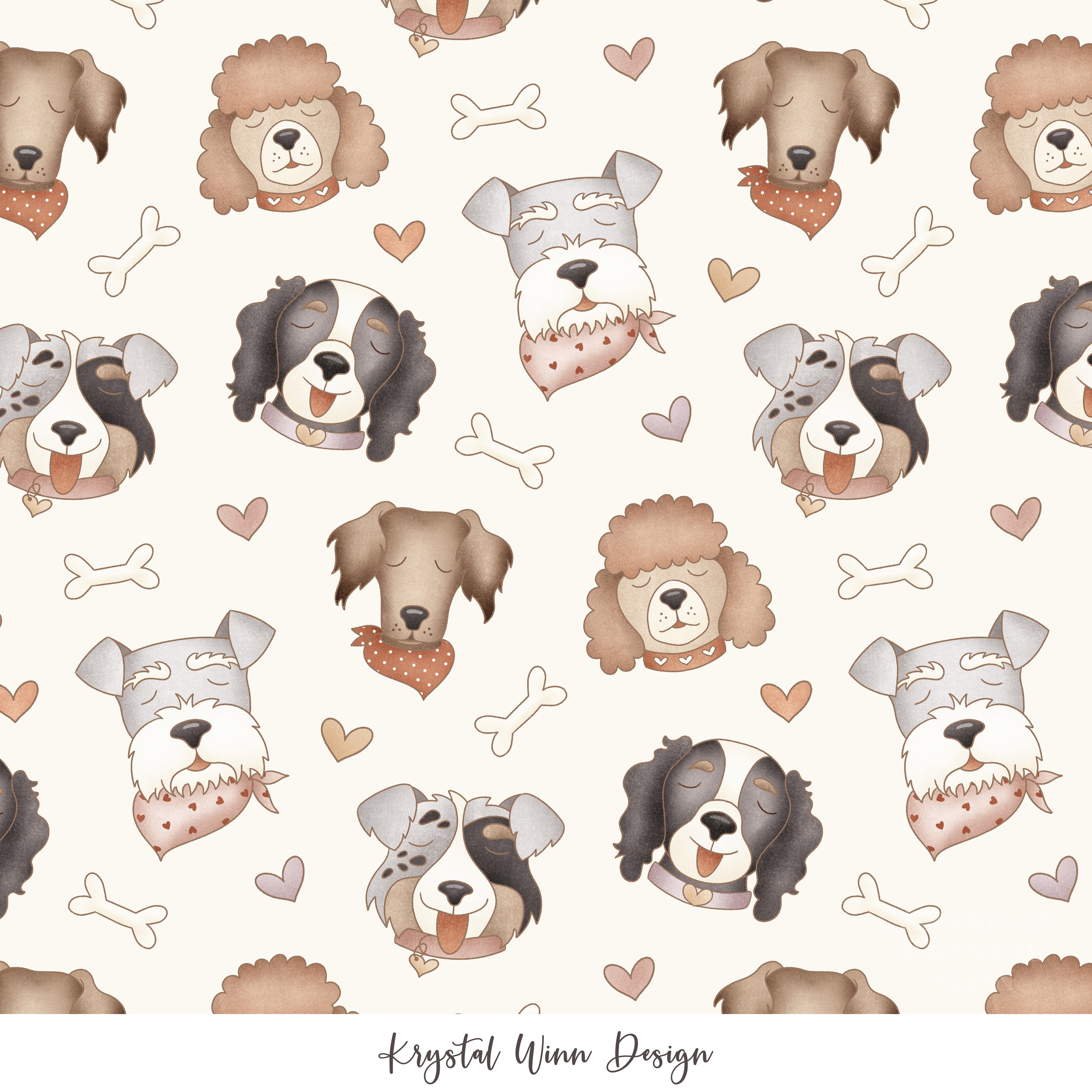 Puppy Love Doggies off white