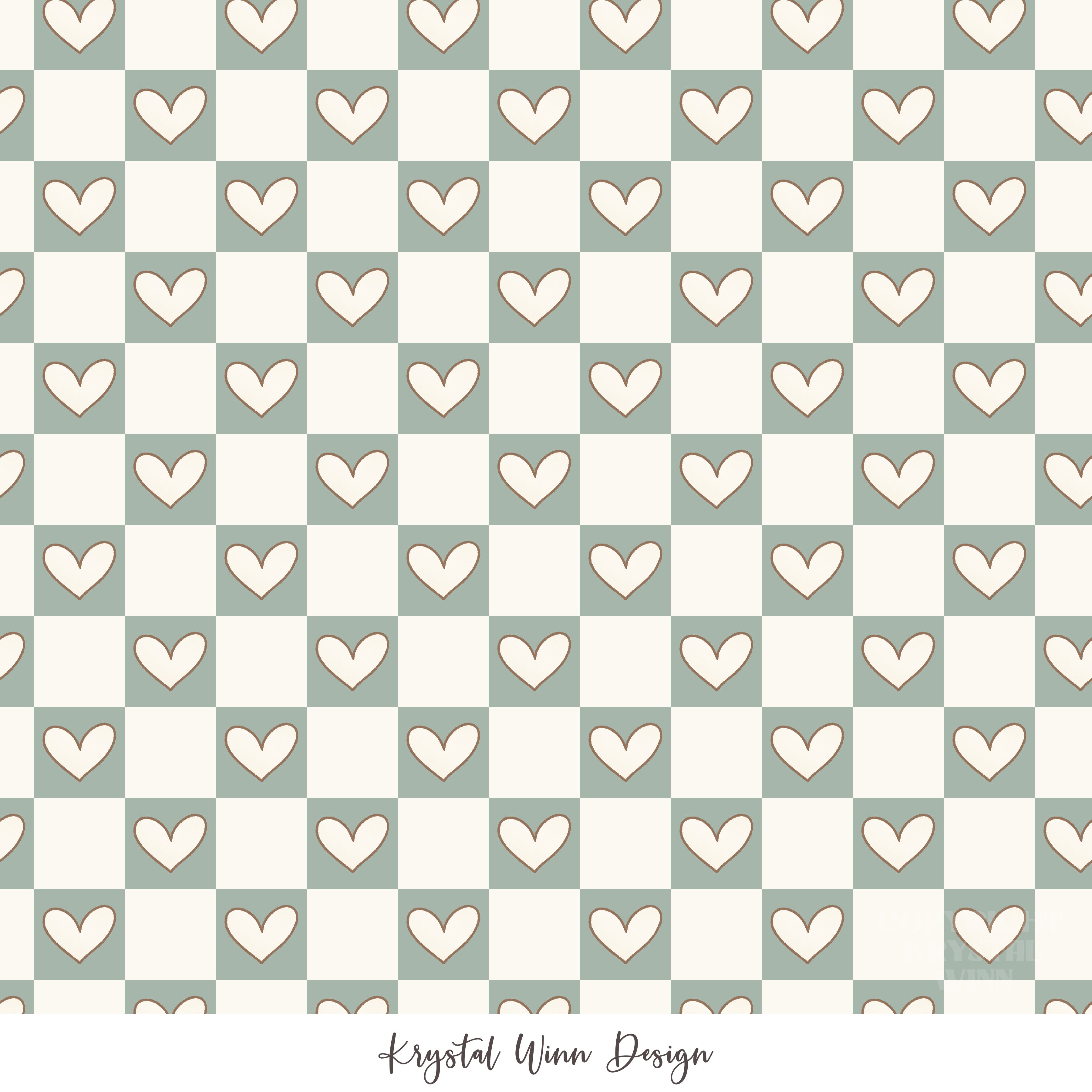Puppy Love Heart Check Mint