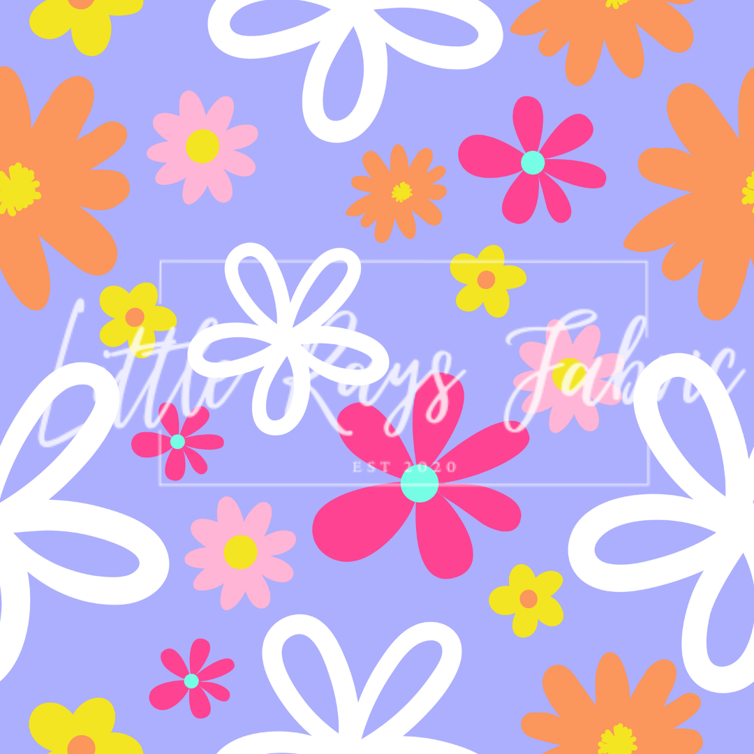 Purple Pattern Groovy Purple Groovy Floral — Little Rays Fabric
