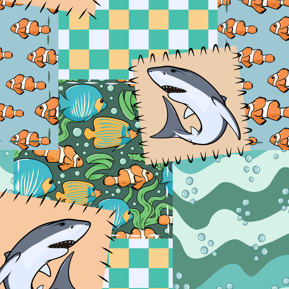 Shark Patchwork — Little Rays Fabric