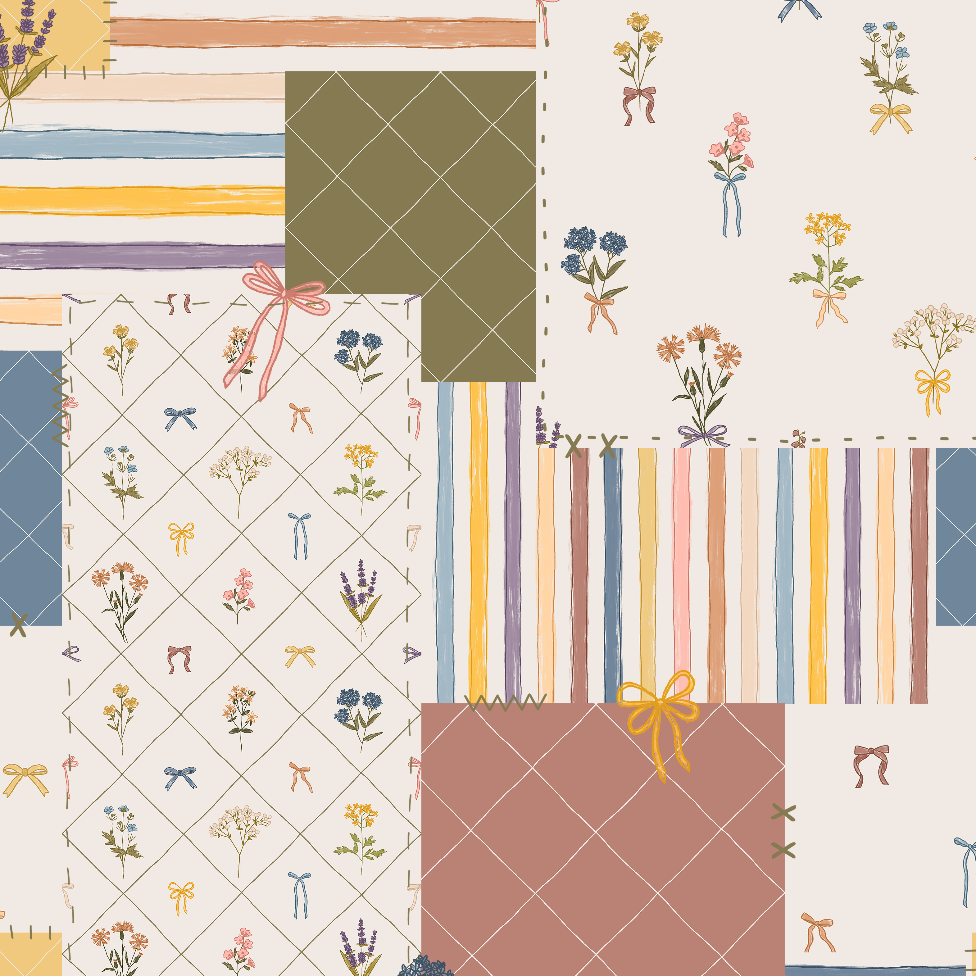 Spring Bow Flowers Patchwork