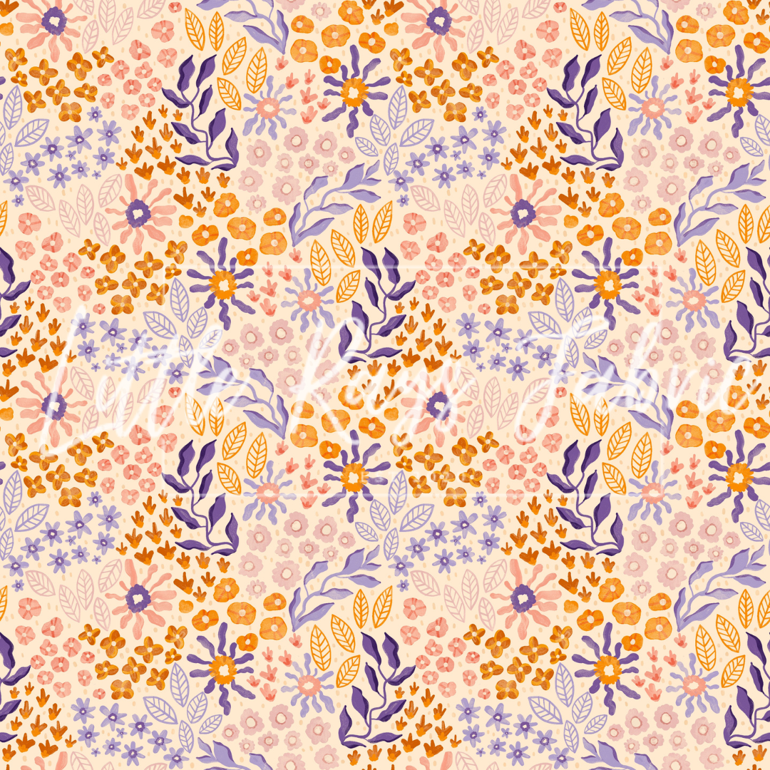 Tiny Orange and Purple floral