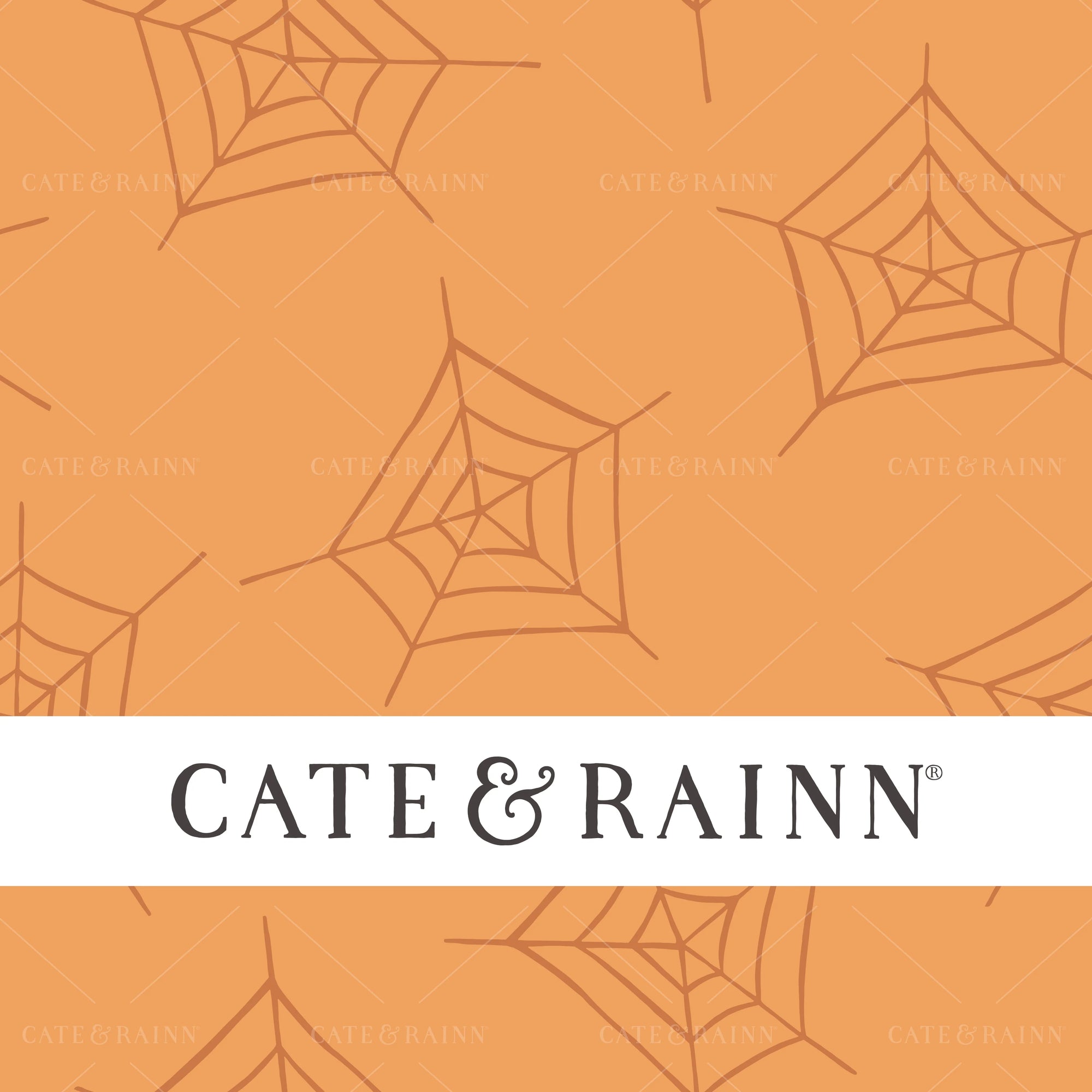 Orange Halloween Spider Webs Seamless Pattern | Little Boo Collection