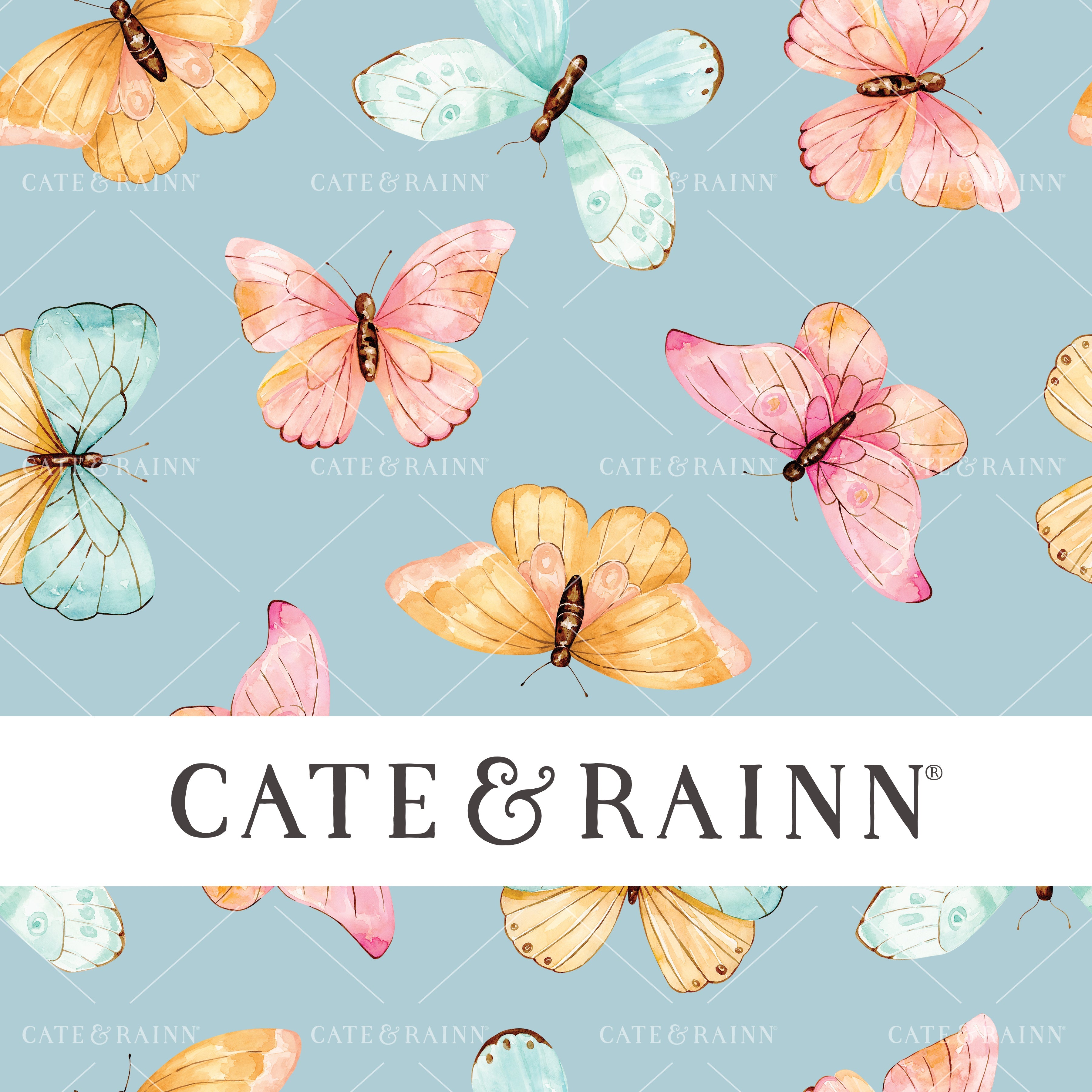 Colorful Butterflies and Moths on Blue Penelope