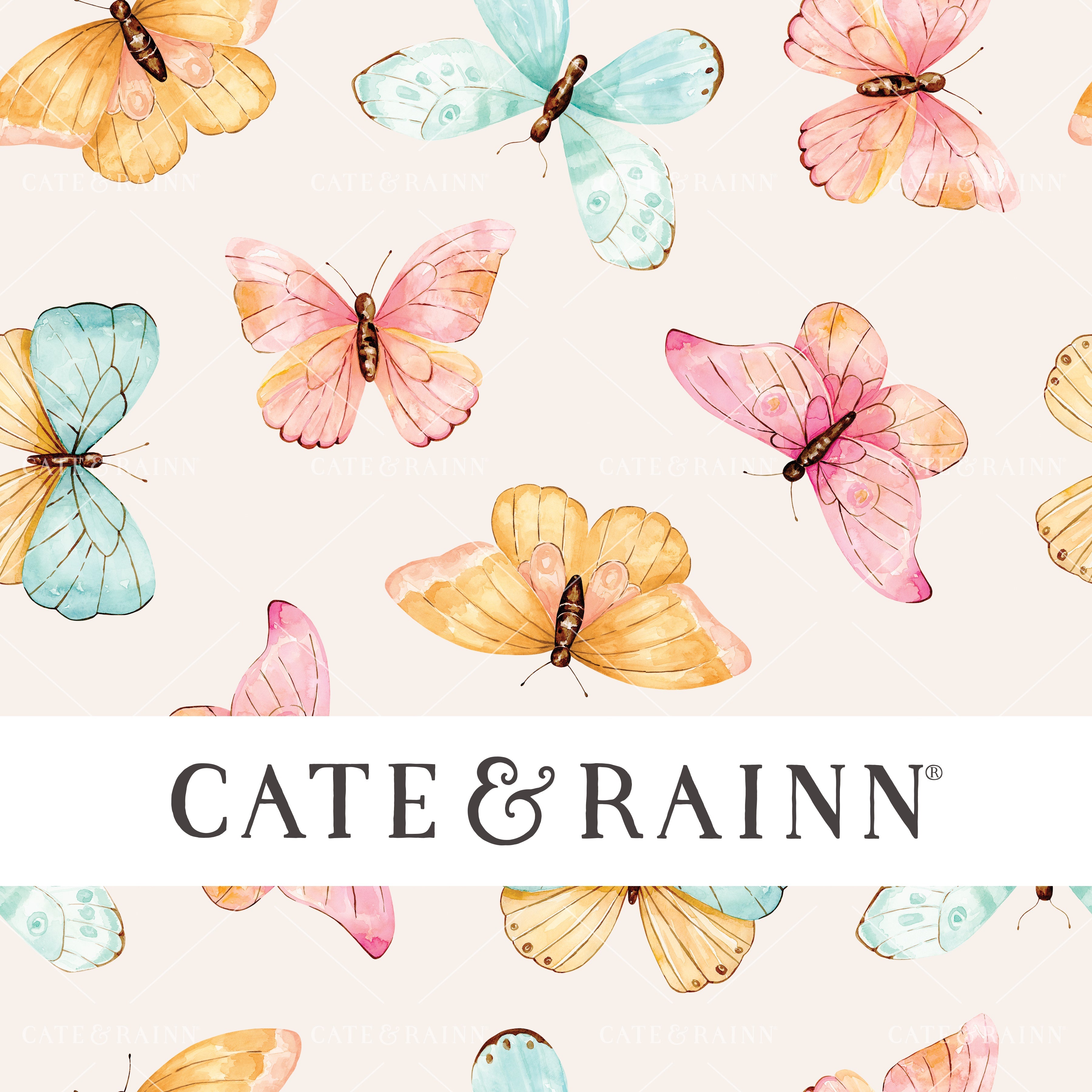 Colorful Butterflies and Moths on Cream Penelope