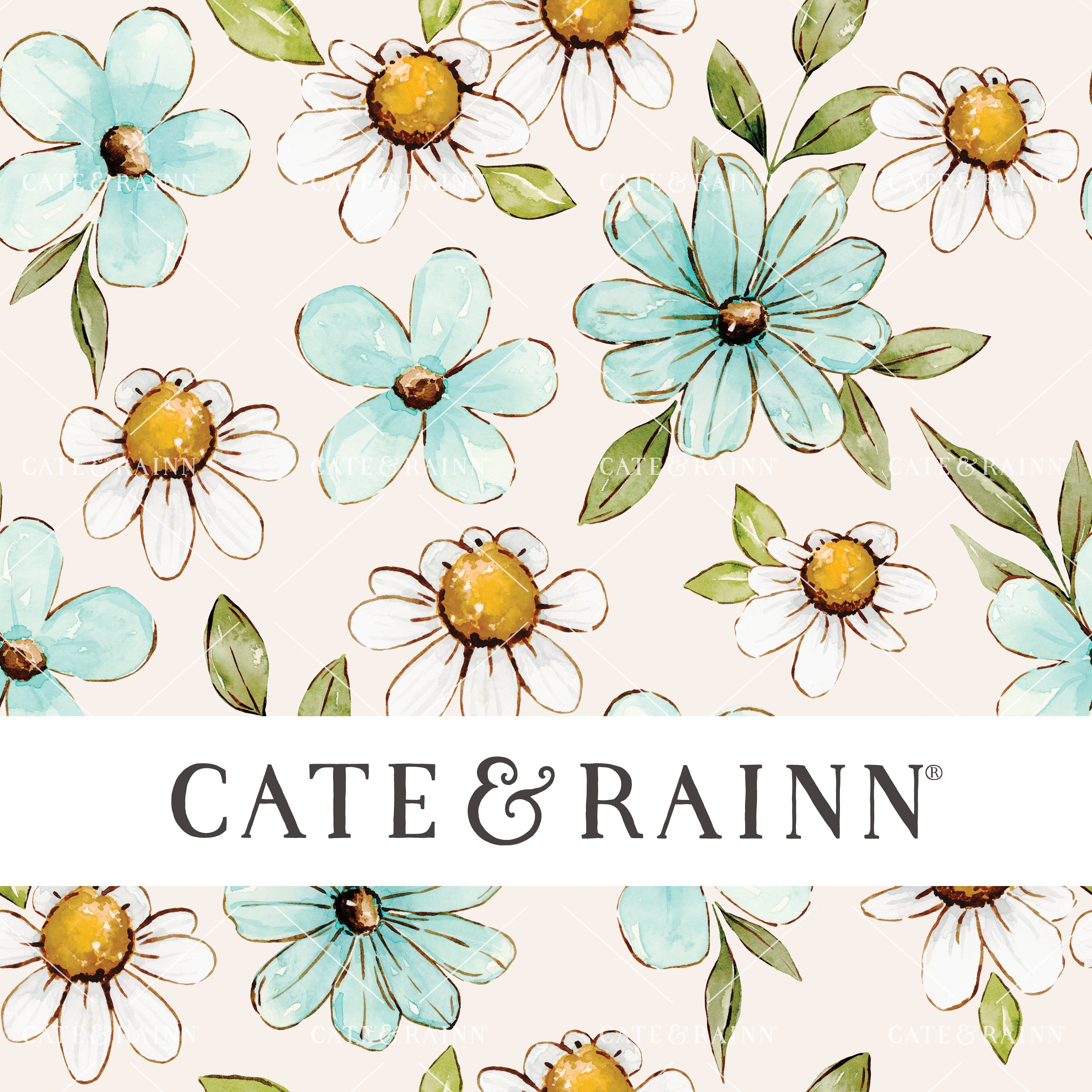 Watercolor Daisy Floral on Cream Penelope