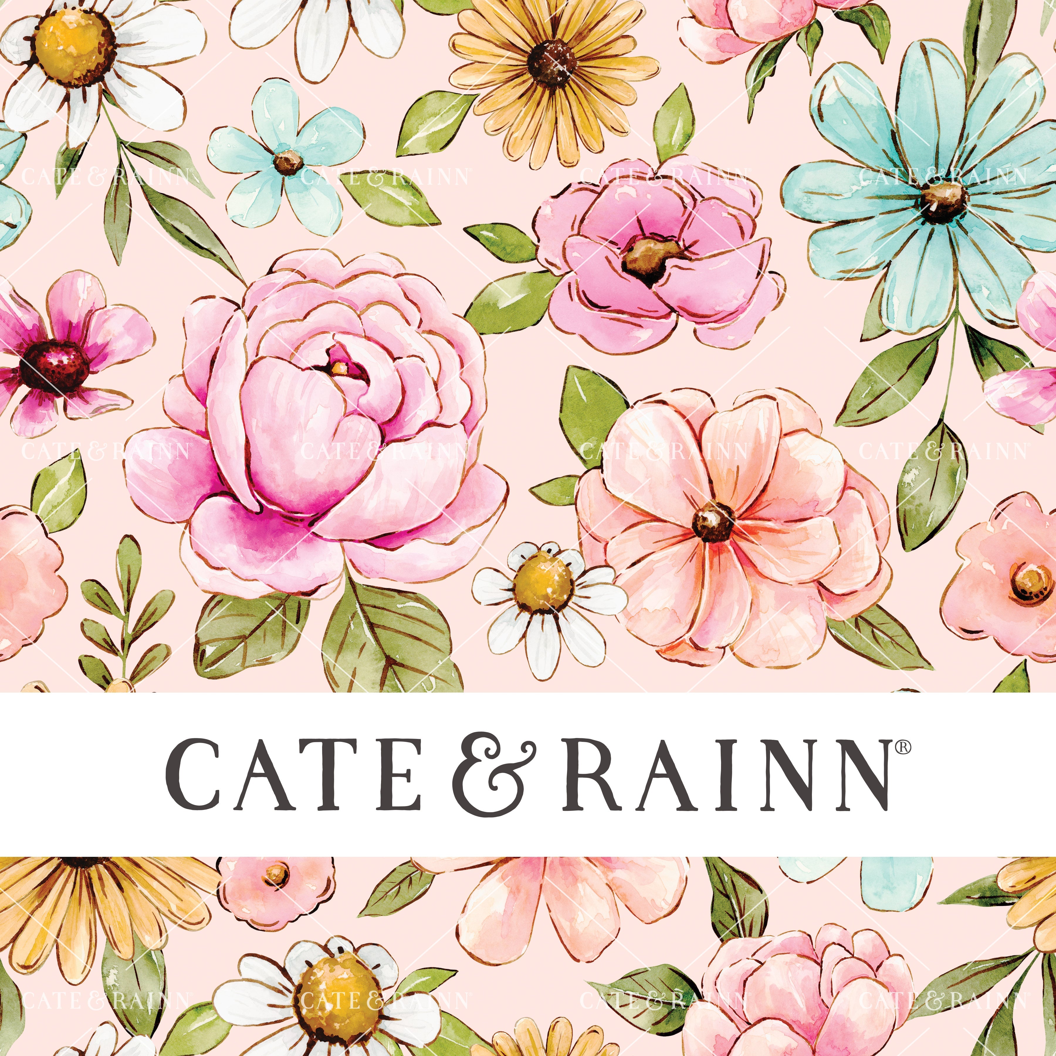 Colorful Watercolor Summer Floral on Pink Penelope