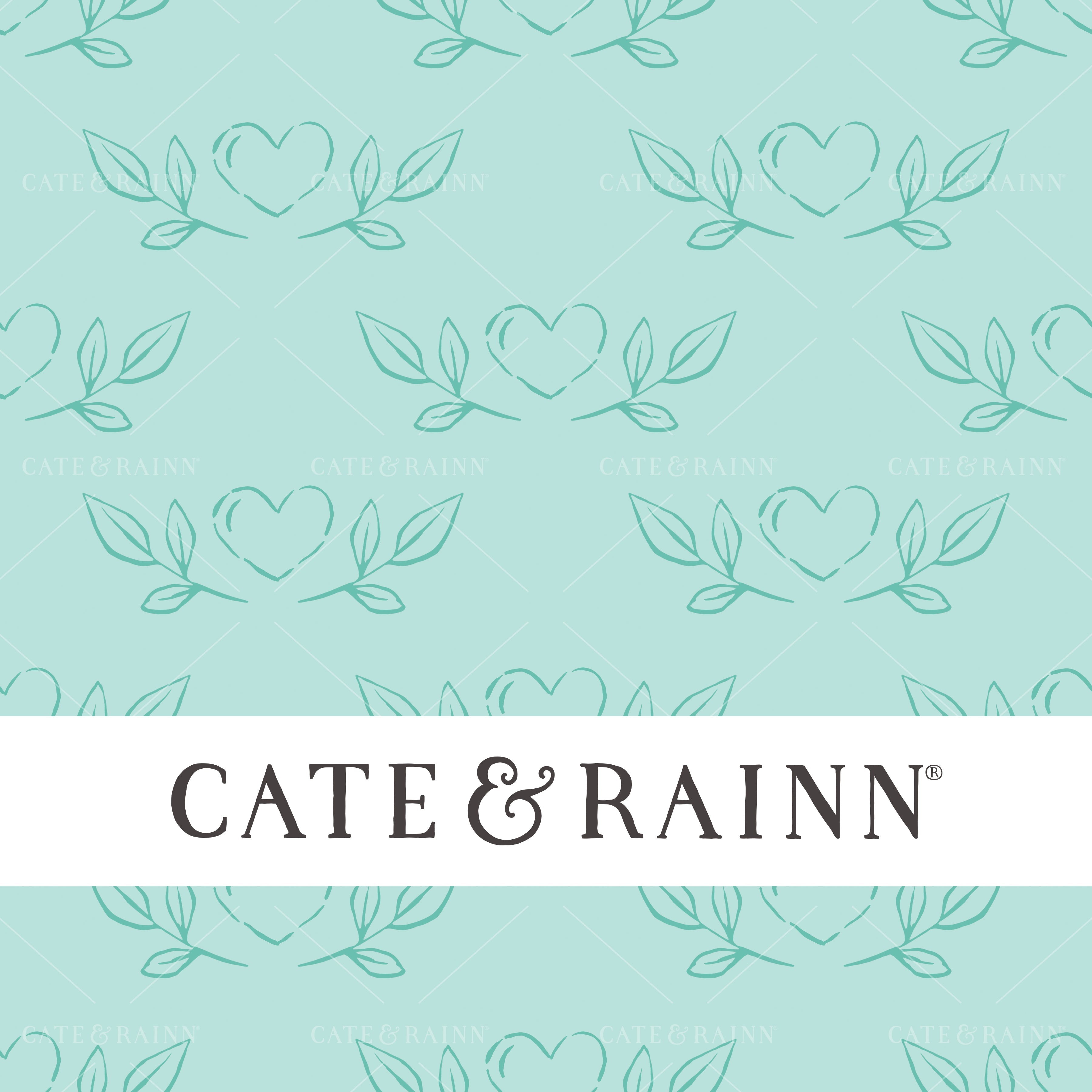 Whimsical Sketched Hearts on Aqua Blue Penelope
