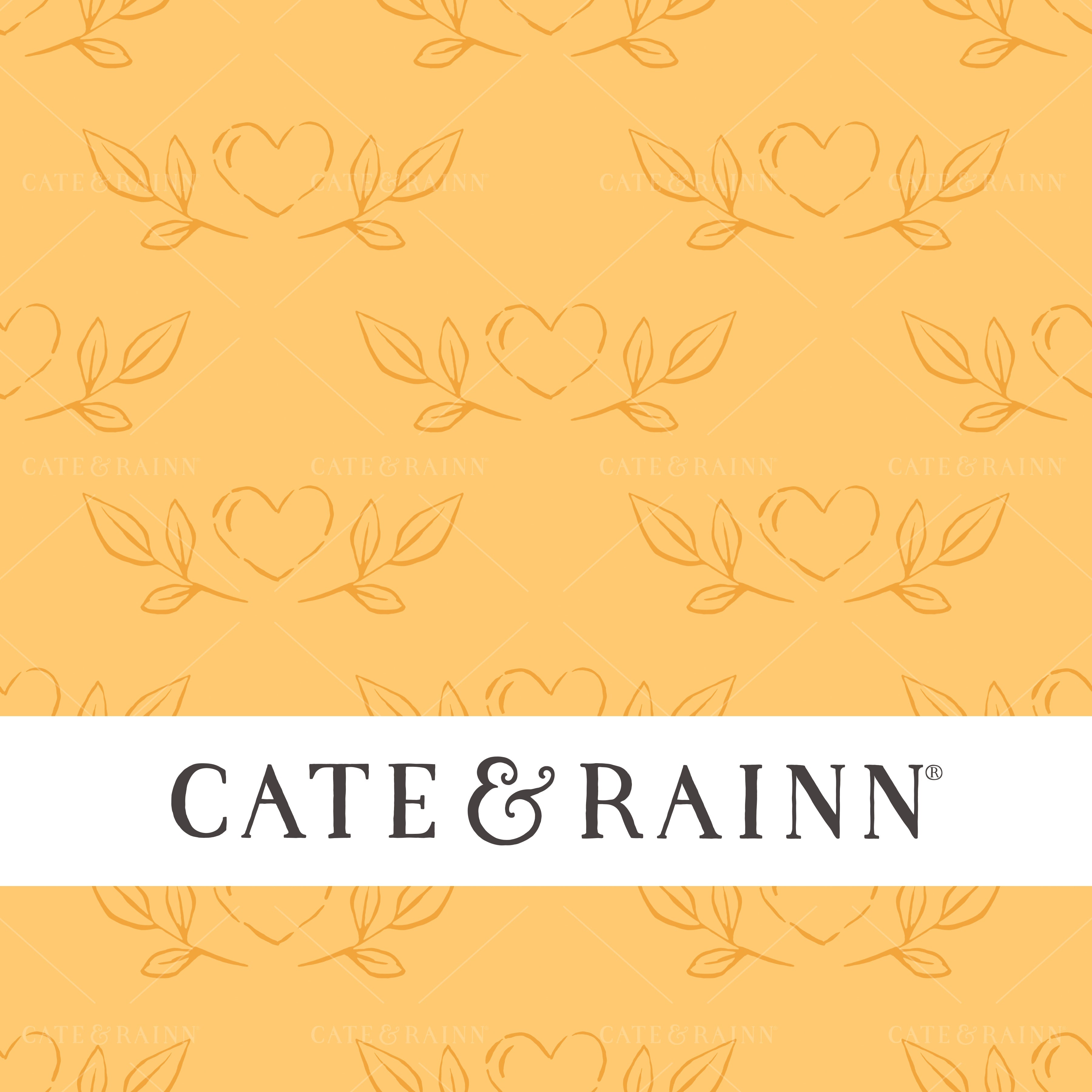 Whimsical Sketched Hearts, Bright Yellow Penelope