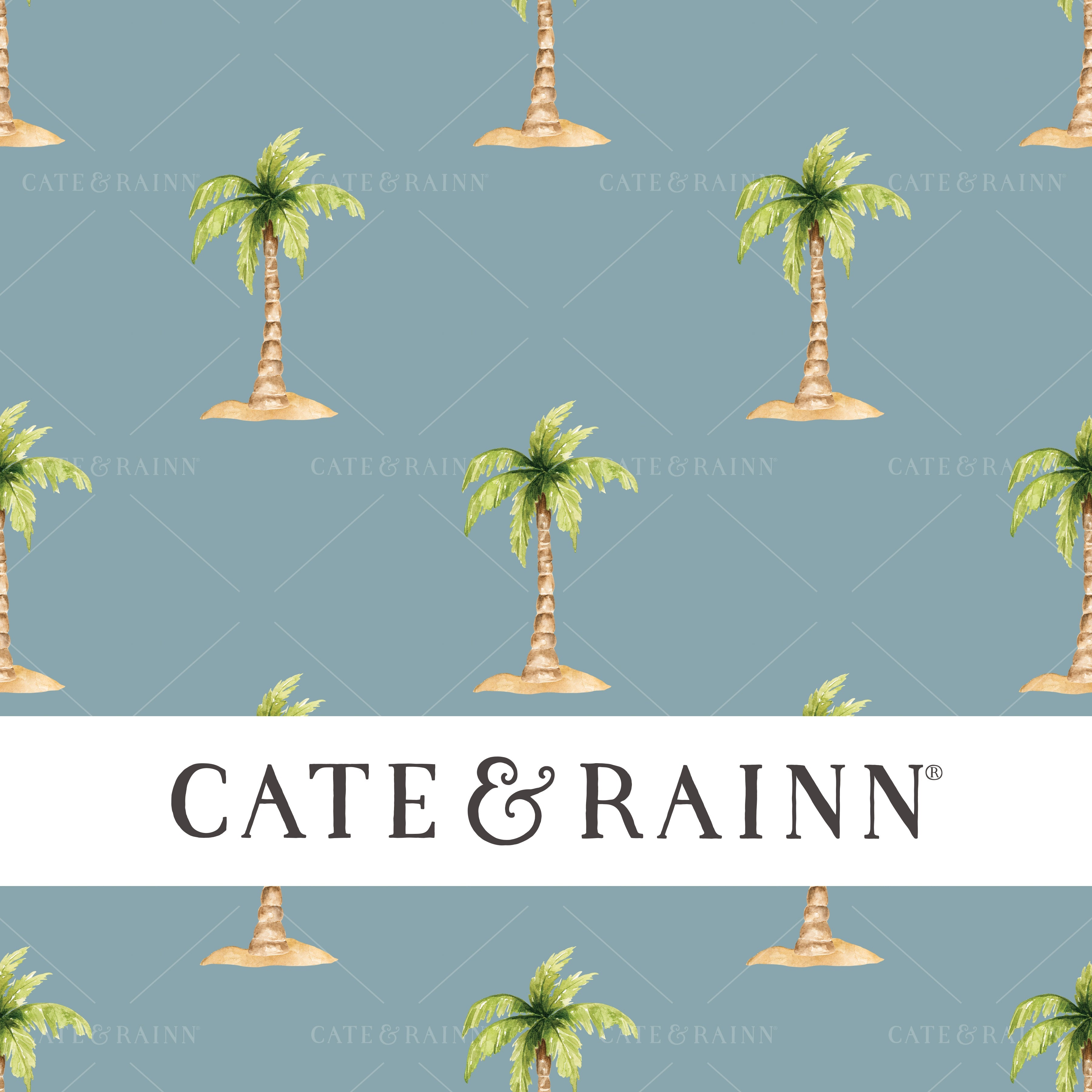 Island Palm Tree on Blue,Pirates Ahoy