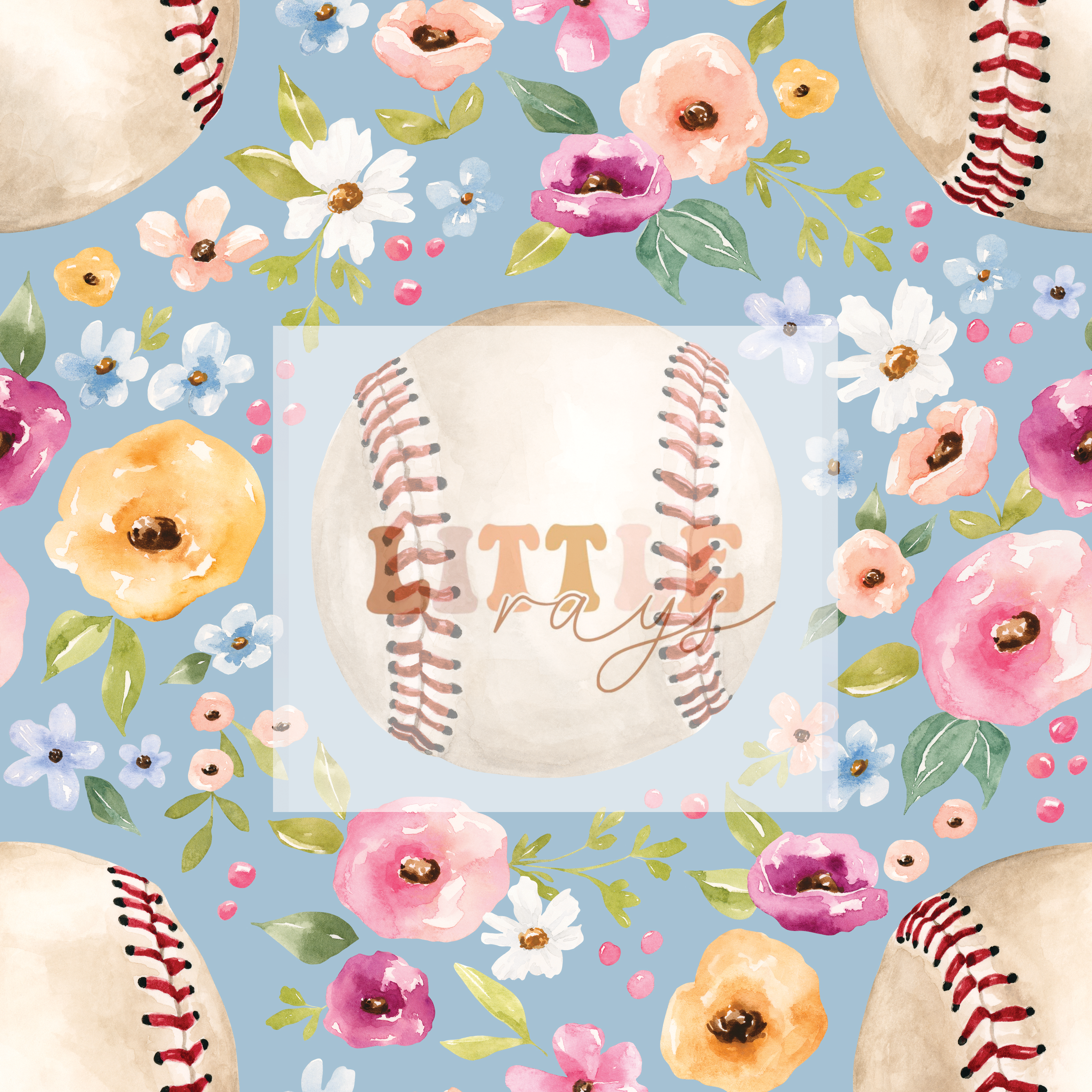Blue Floral Baseball