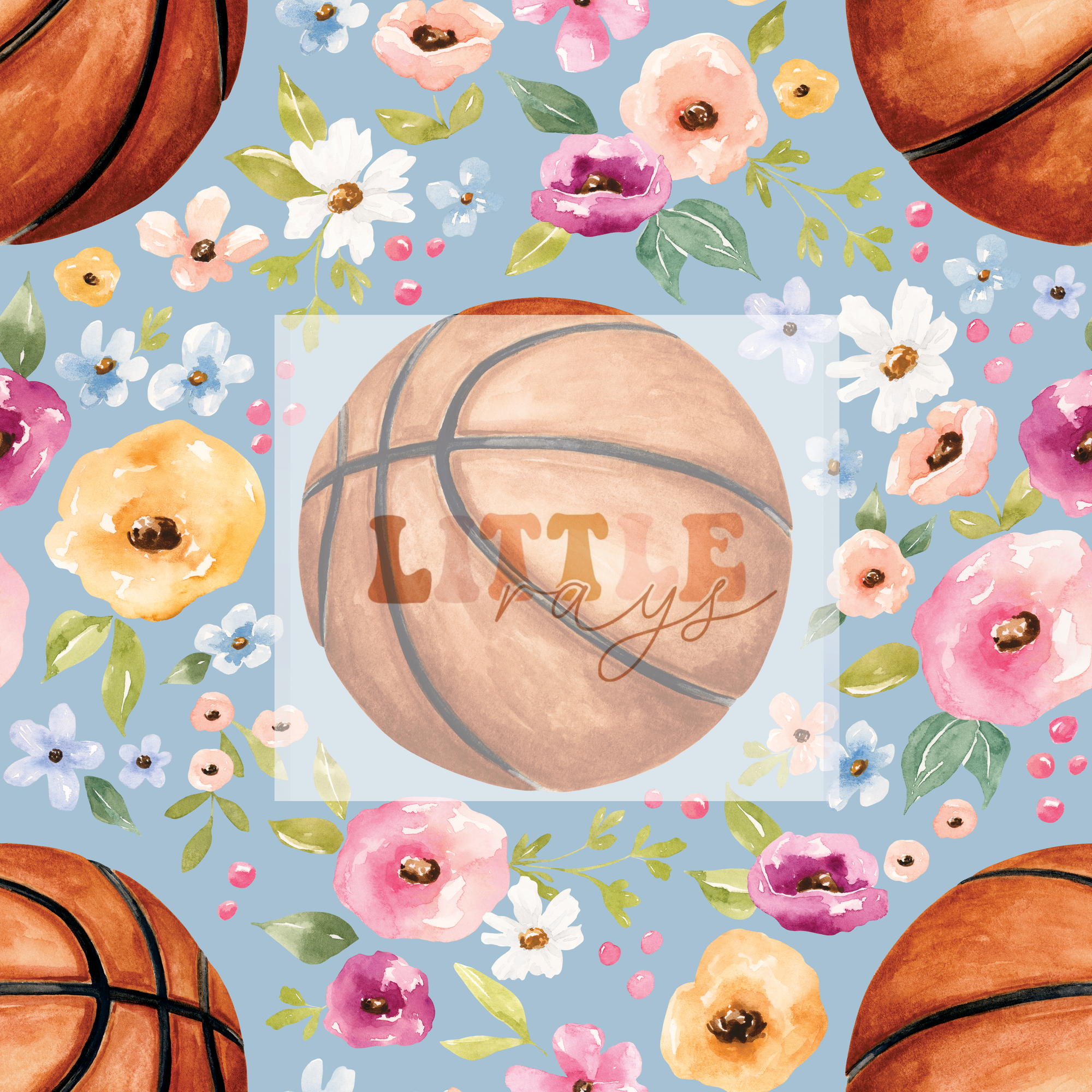 Basketball Floral Blue