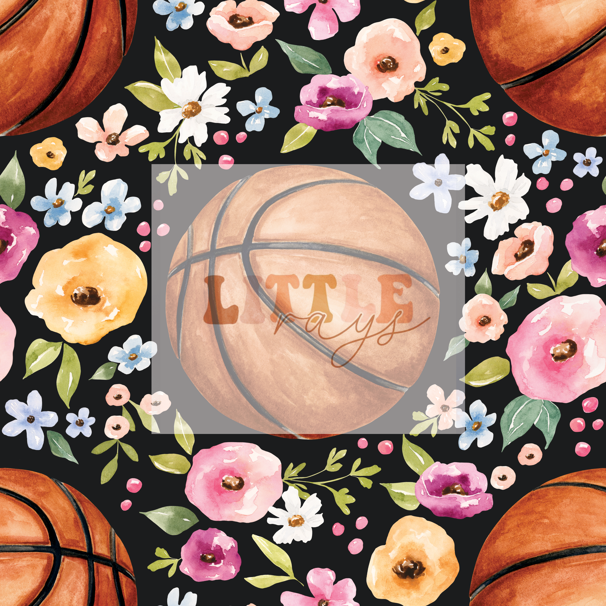 Basketball Floral Black