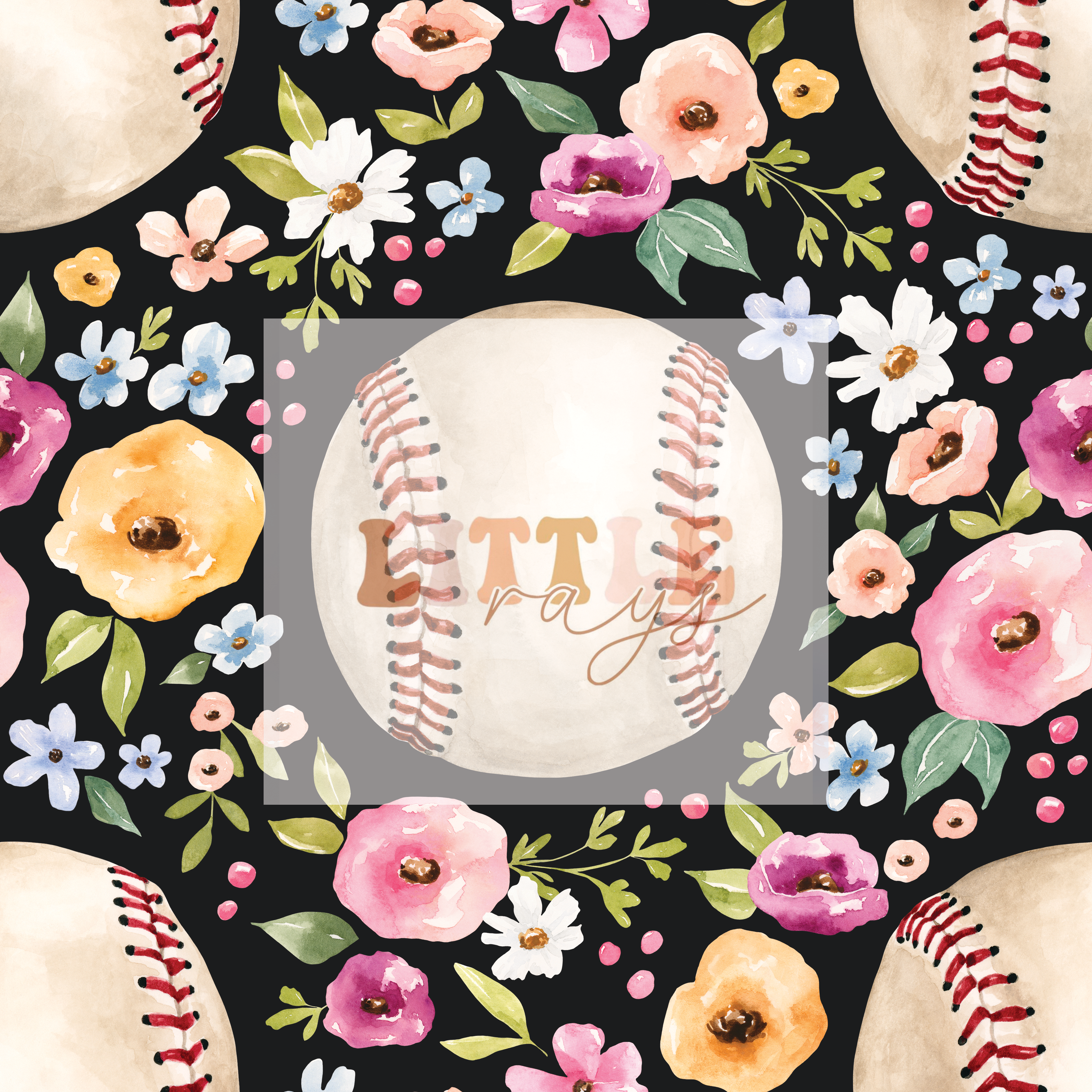 Black Floral Baseball