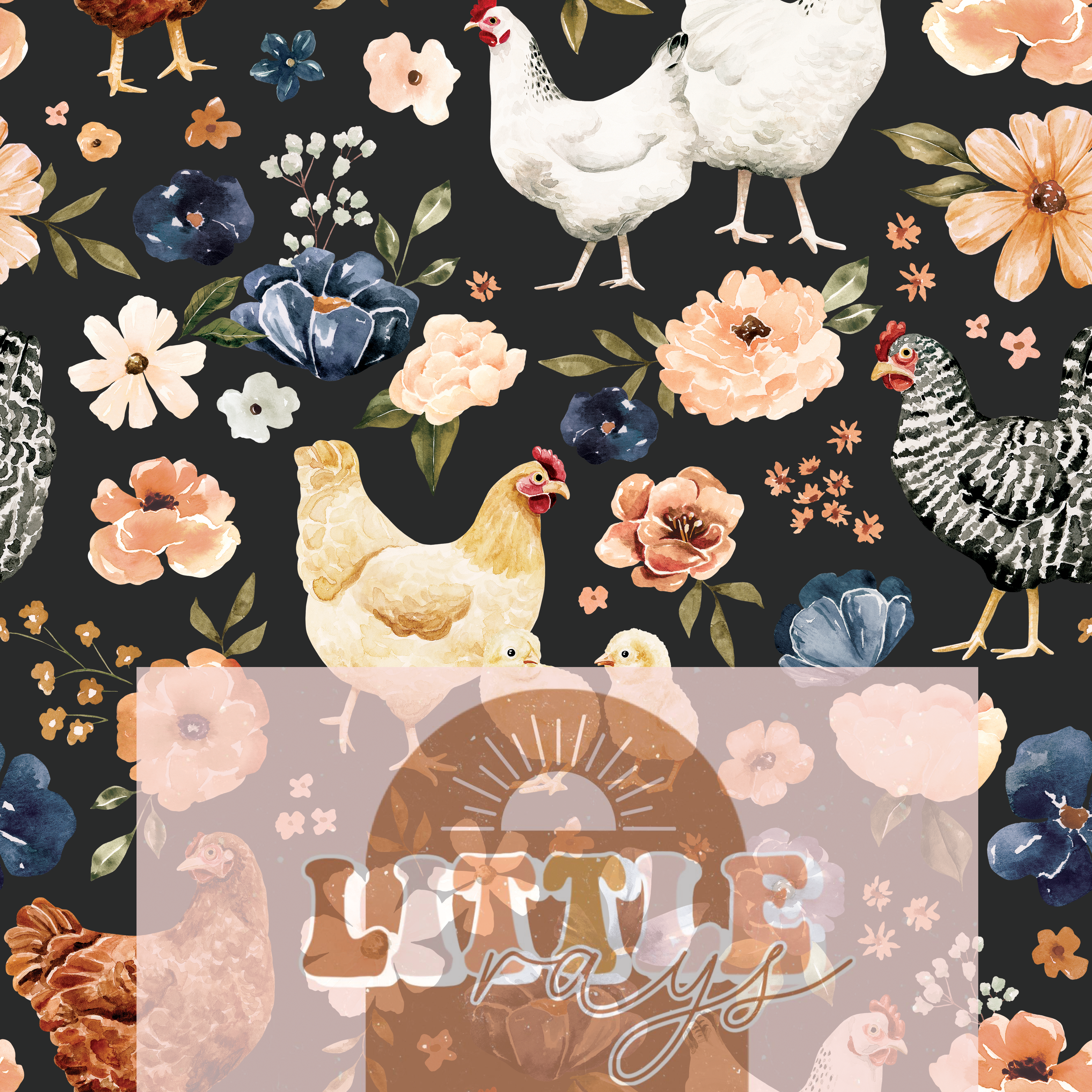 Farm and Meadow Chickens Dark Grey