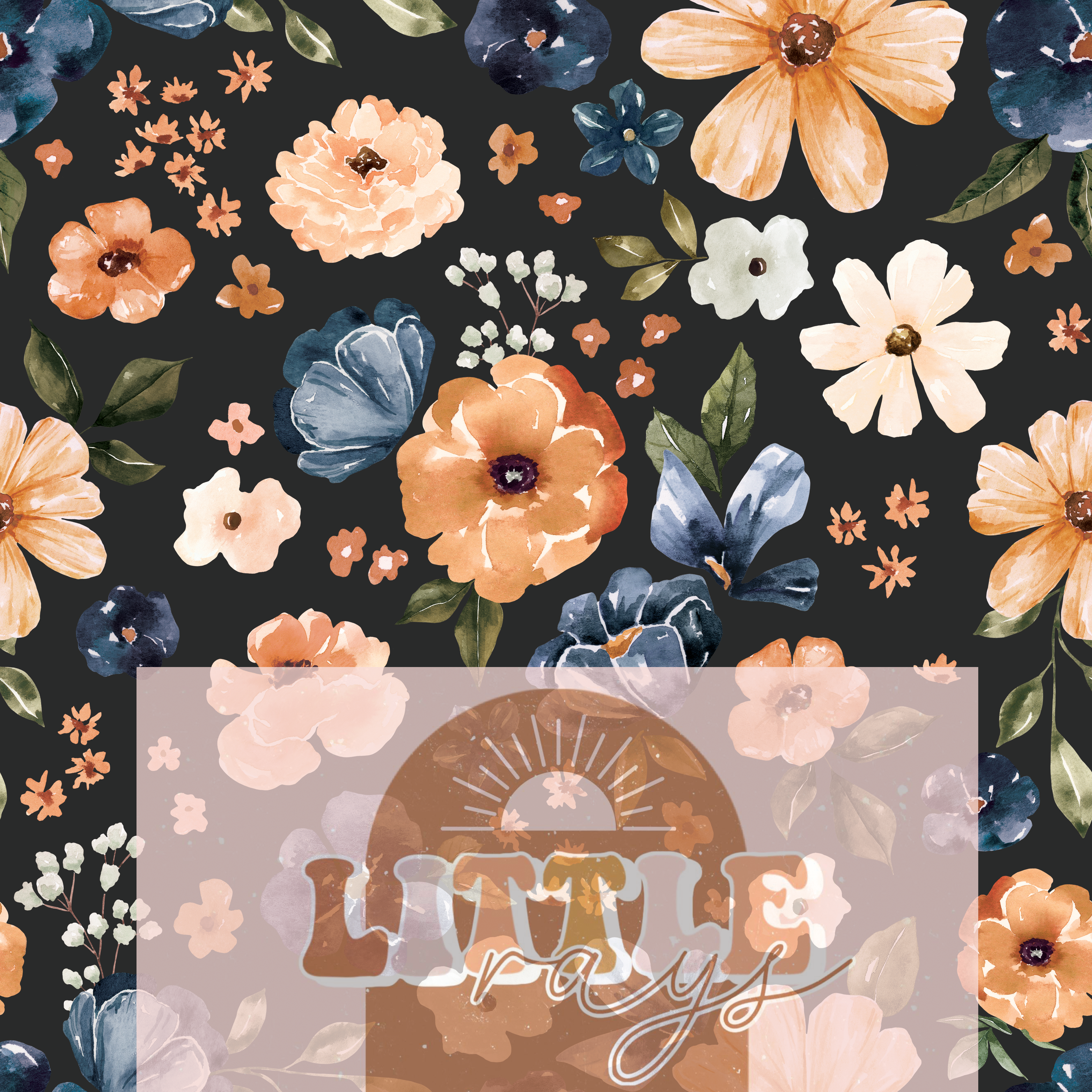 Farm and Meadow Floral Dark grey