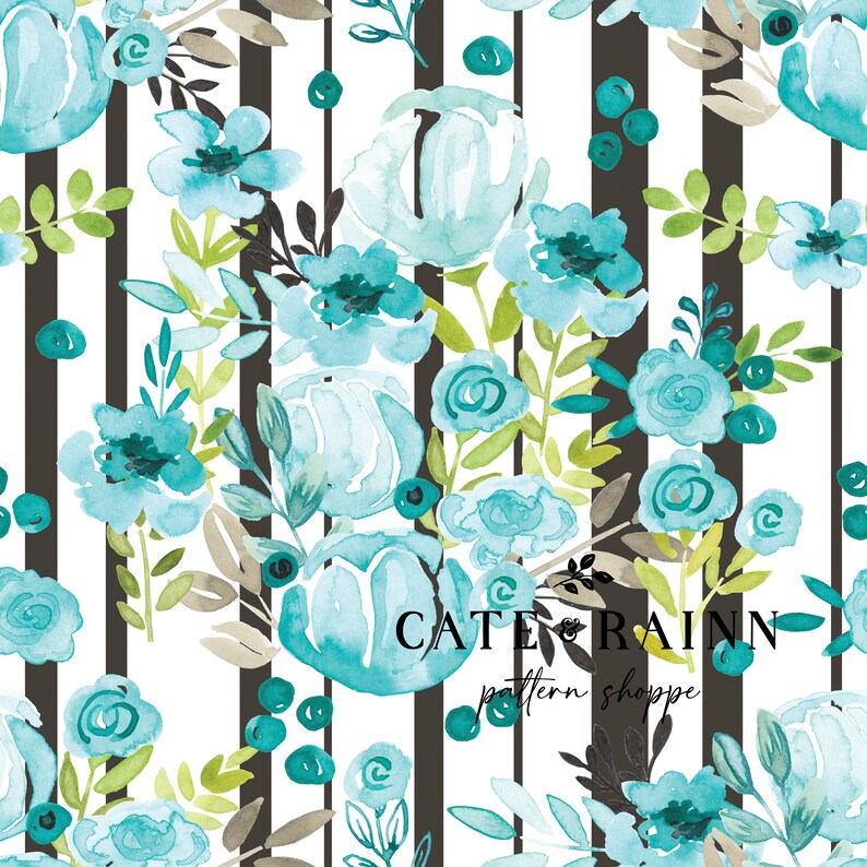 Bella Blue Boho Floral and Stripes