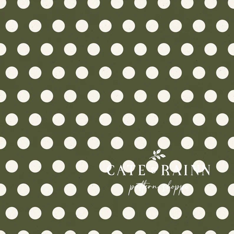 Forest Green Polka Dot Pattern, Textured Large Dots
