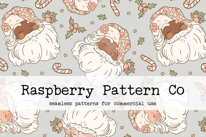 Retro Vintage Pink and blue Santa