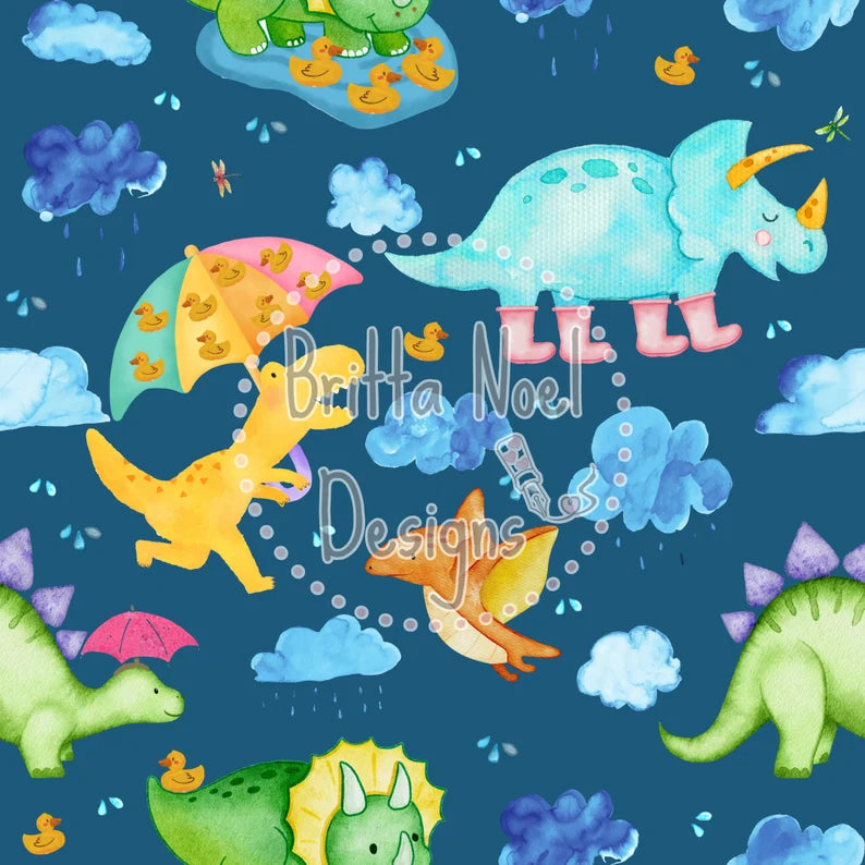 Spring Dinosaur Dark Blue