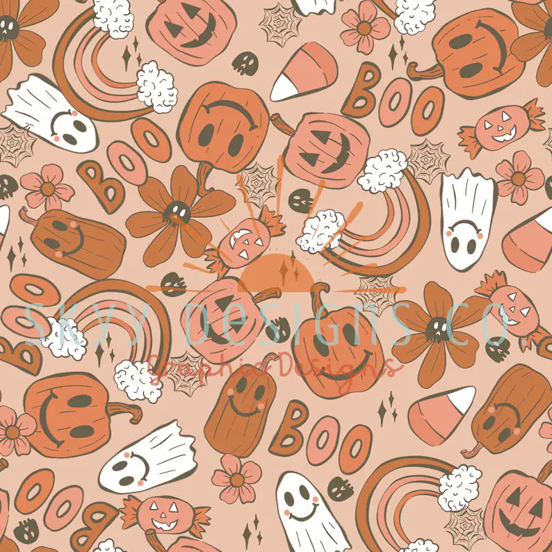 Boho pumpkins and ghosts