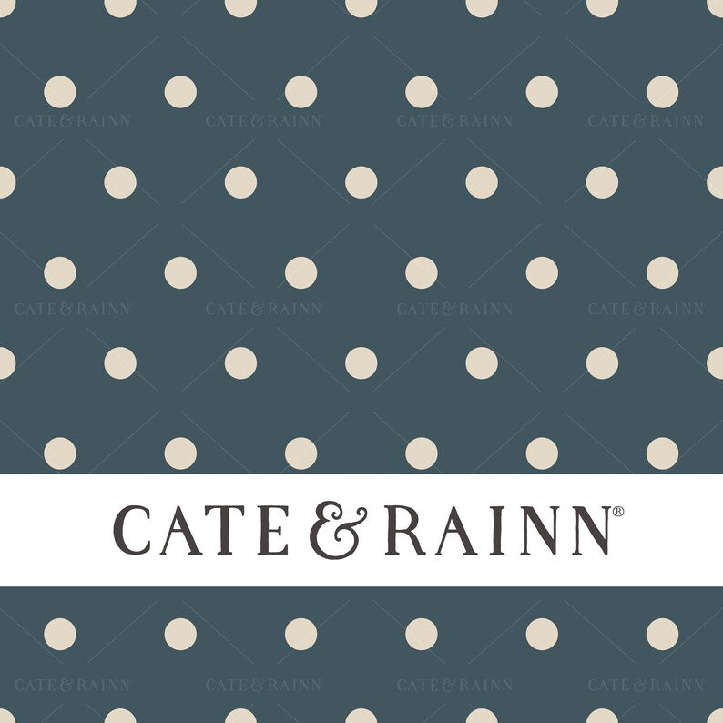 October Moon Blue and Beige Polka dot