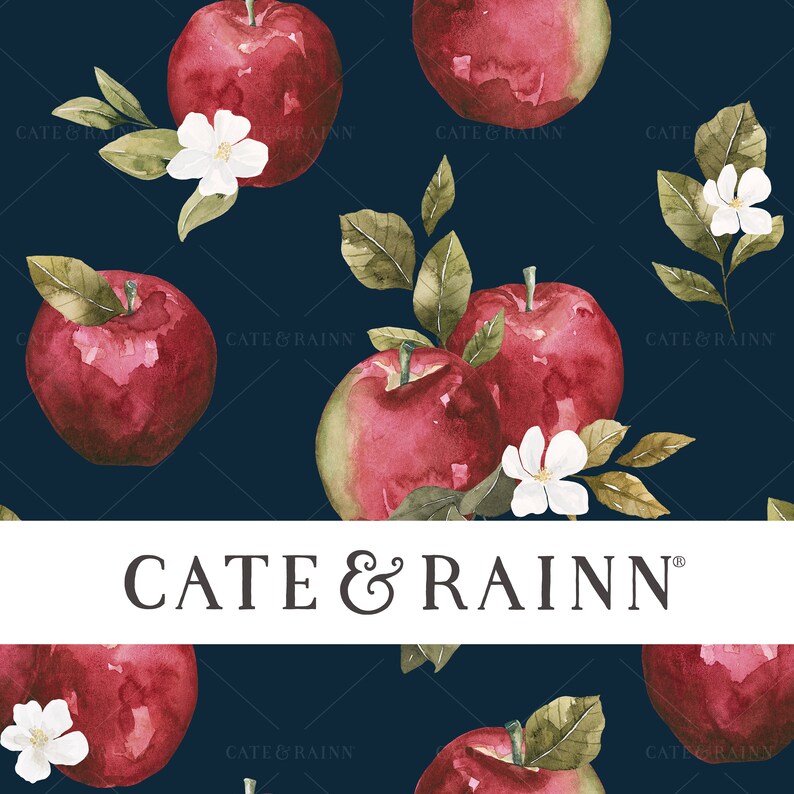 FELICITY Watercolor Apples DARK BACKGROUND