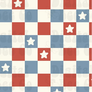 4th fabric check red white and blue 