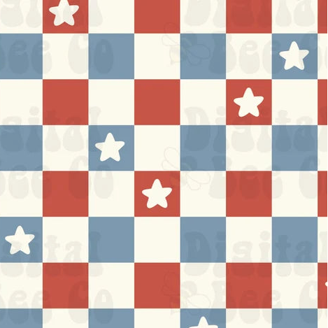 4th fabric check red white and blue 