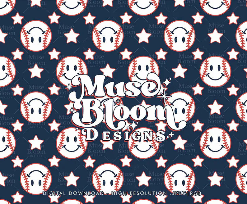 Retro Smiley Face Baseball