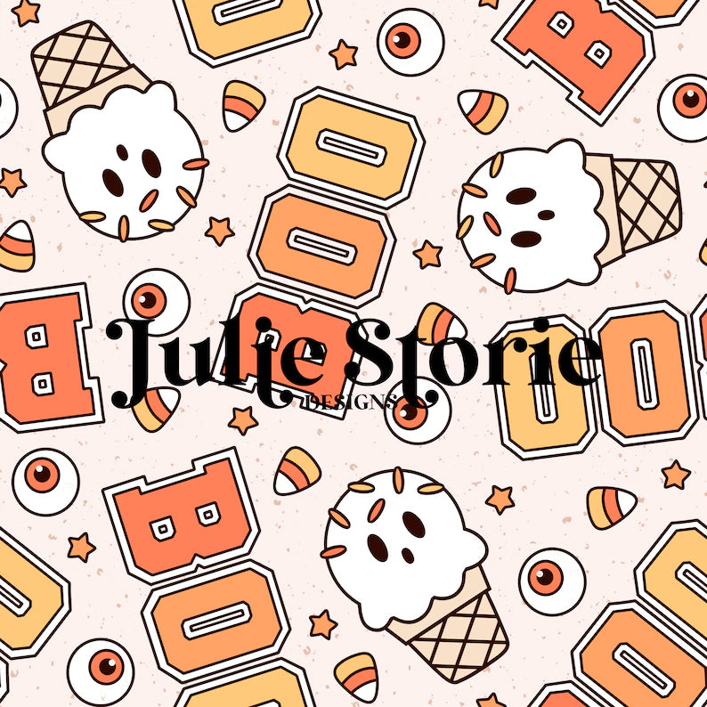 Orange Halloween Ghost Ice cream cone