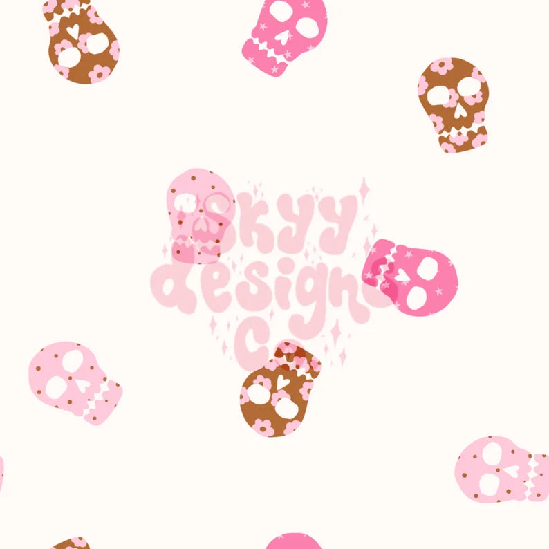 Girly spooky retro skull
