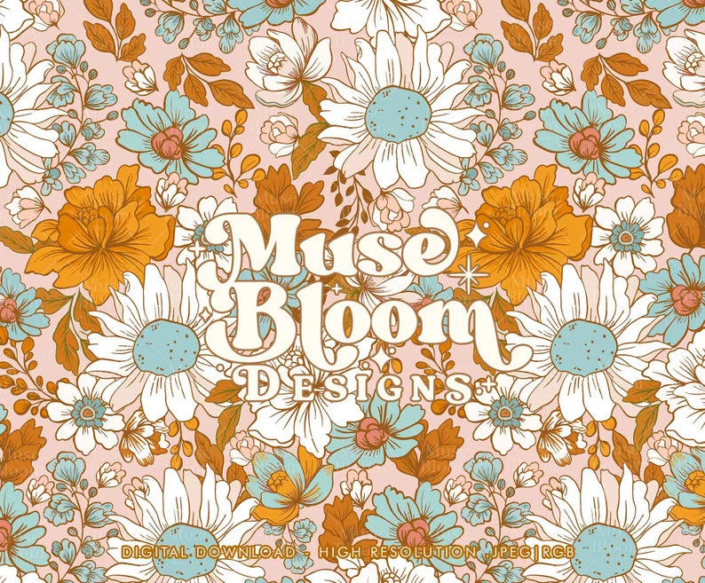 Boho Retro Flowers Fall Floral mb