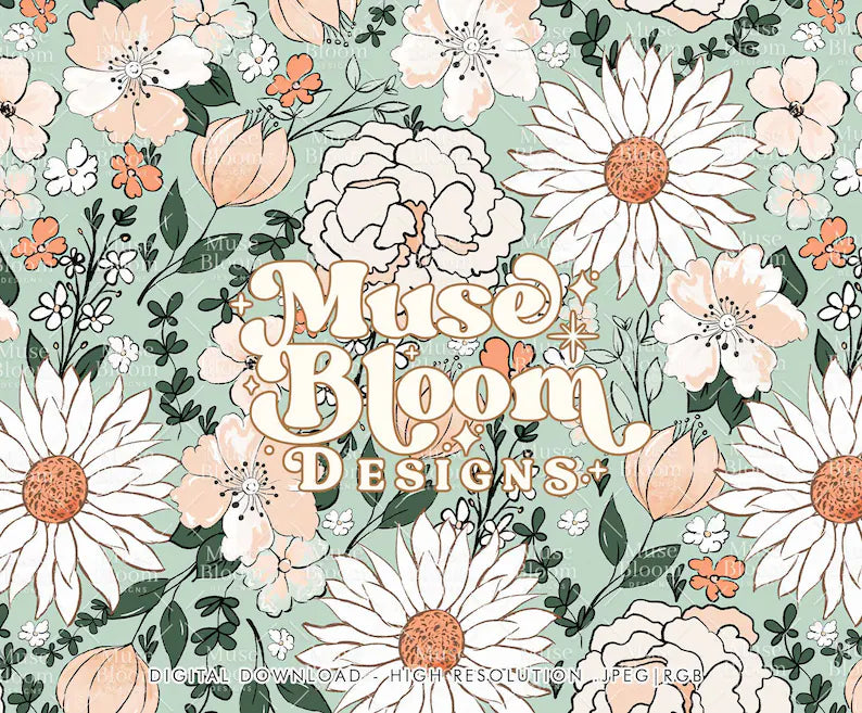 Light Sage Boho Floral